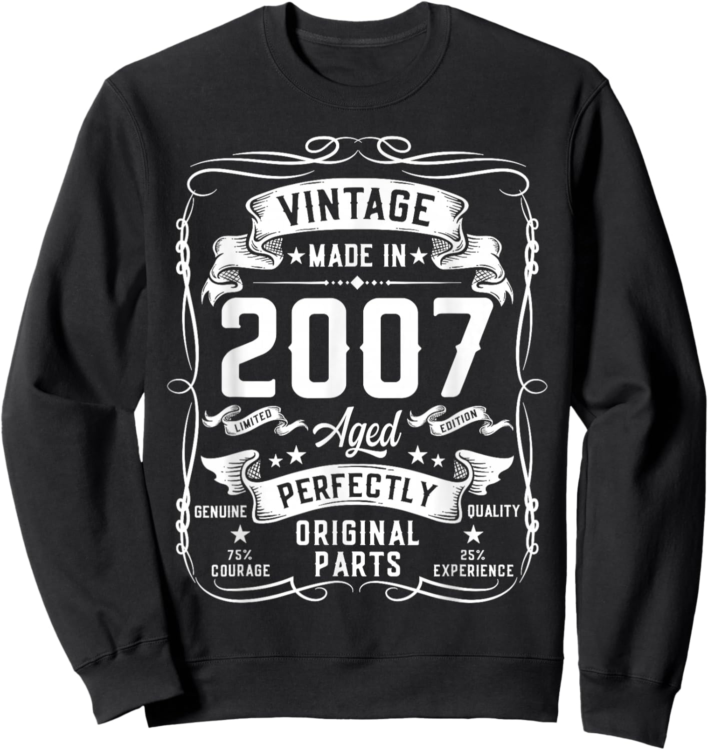Vintage 2007 19yr 19th Birthday Gifts 19 Years Old Sweatshirt - Sweatshirt | Black