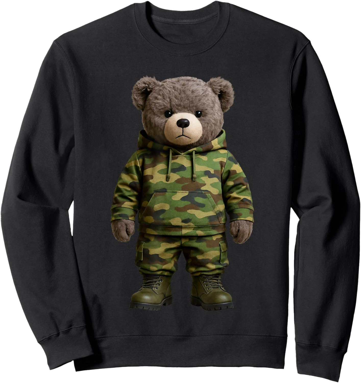 Camo Teddy Bear Camo Bear Cute Camouflage Teddy Bear Sweatshirt - Sweatshirt | Black