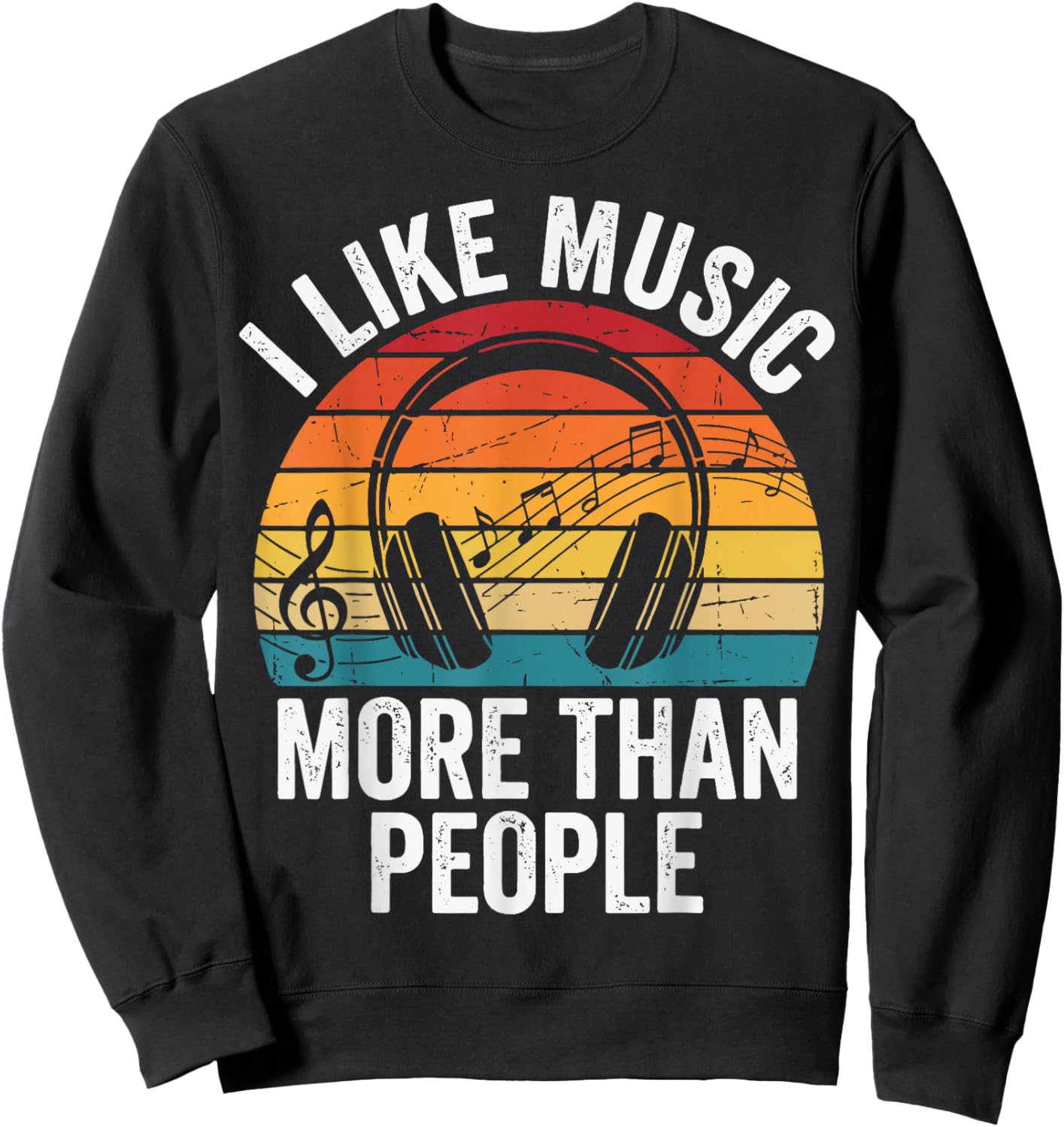 I Like Music More Than People Sweatshirt - Sweatshirt | Black