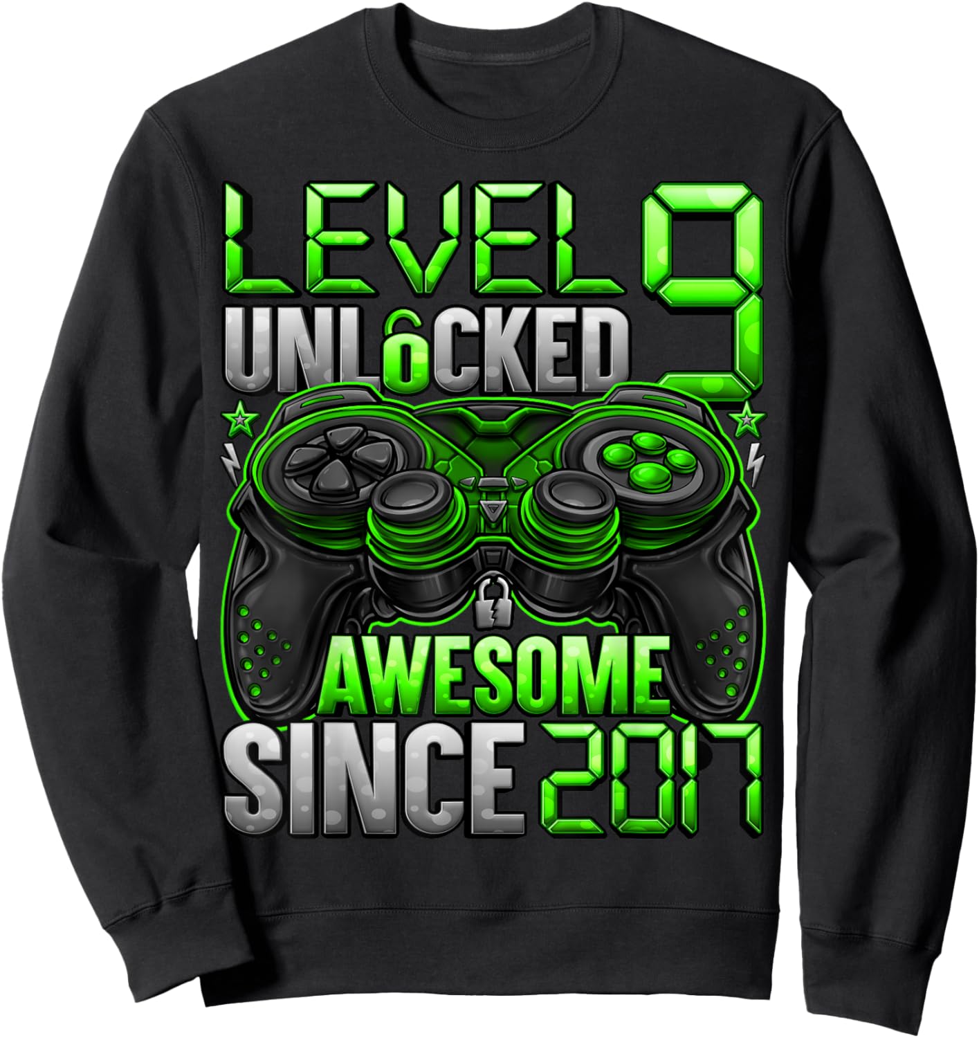 Level 9 Unlocked 9 Year Old Gifts for Boys 9th Birthday Boy Sweatshirt - Sweatshirt | Black