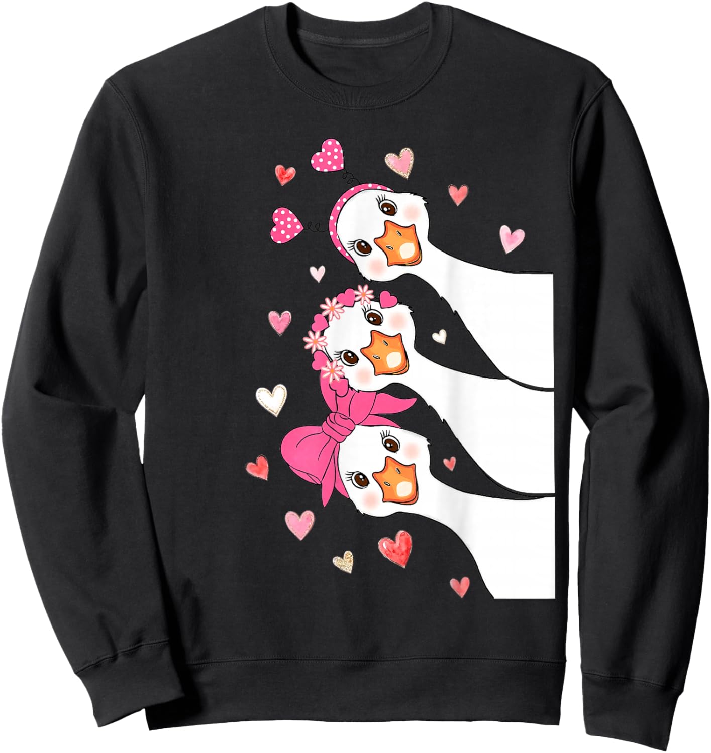 Funny Silly Love Goose Valentine You Make My Heart Go Honk Sweatshirt - Sweatshirt | Black