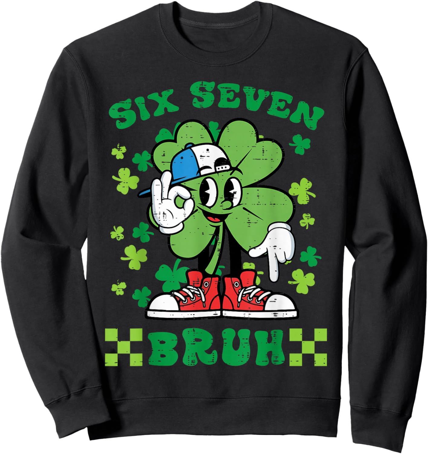 St Patricks Day Six Seven Bruh 6 7 Meme Boys Kids Youth Sweatshirt - Sweatshirt | Black