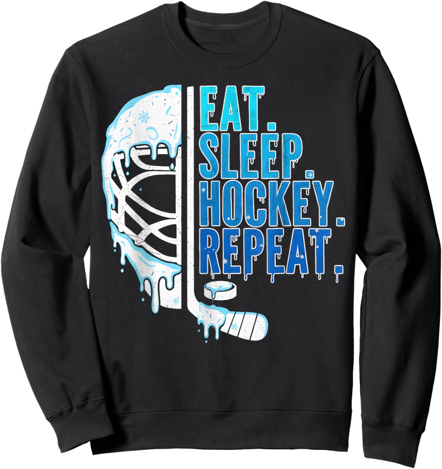 Hockey Ice Cream Drip Eat Sleep Hockey Repeat Boys Sweatshirt - Sweatshirt | Black