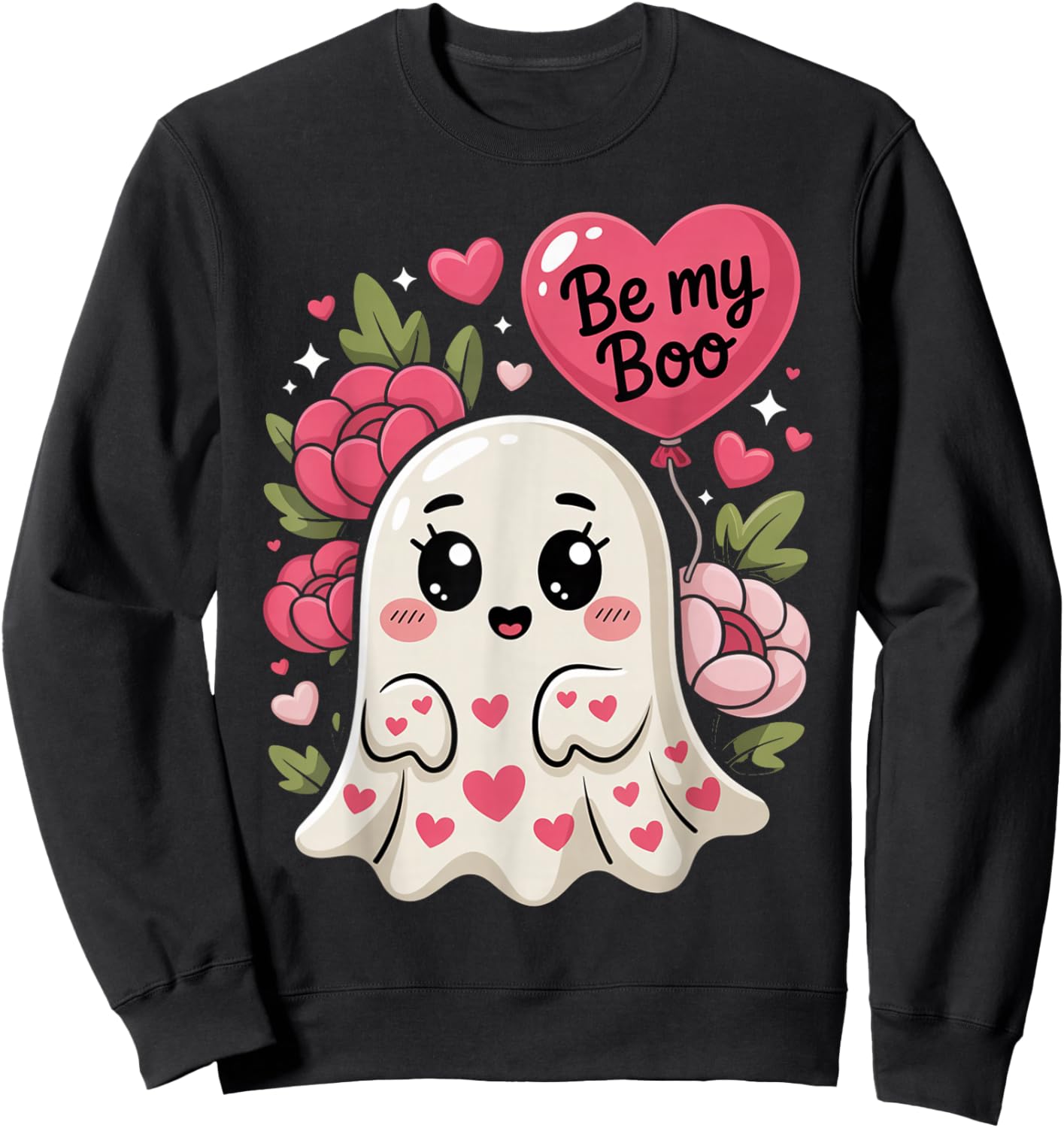 Be My Boo Cute Ghost Valentine´s Day Love Sweatshirt - Sweatshirt | Black
