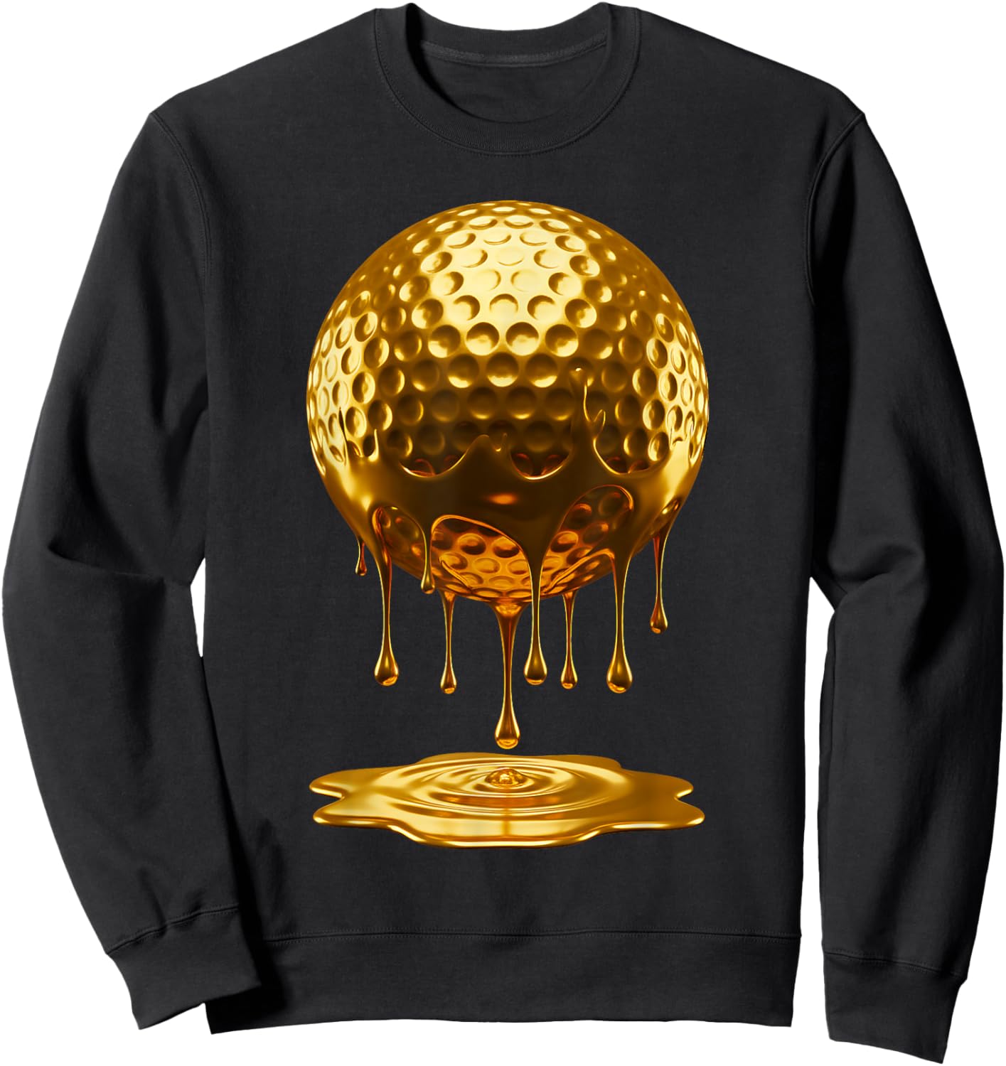 Golf Dripping Drip Gold Sport Player Coach Golfer Golfing Sweatshirt - Sweatshirt | Black