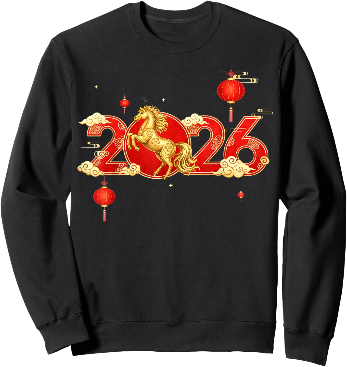 Chinese New Year 2026 Year of The Horse Happy New Year Sweatshirt - Sweatshirt | Black