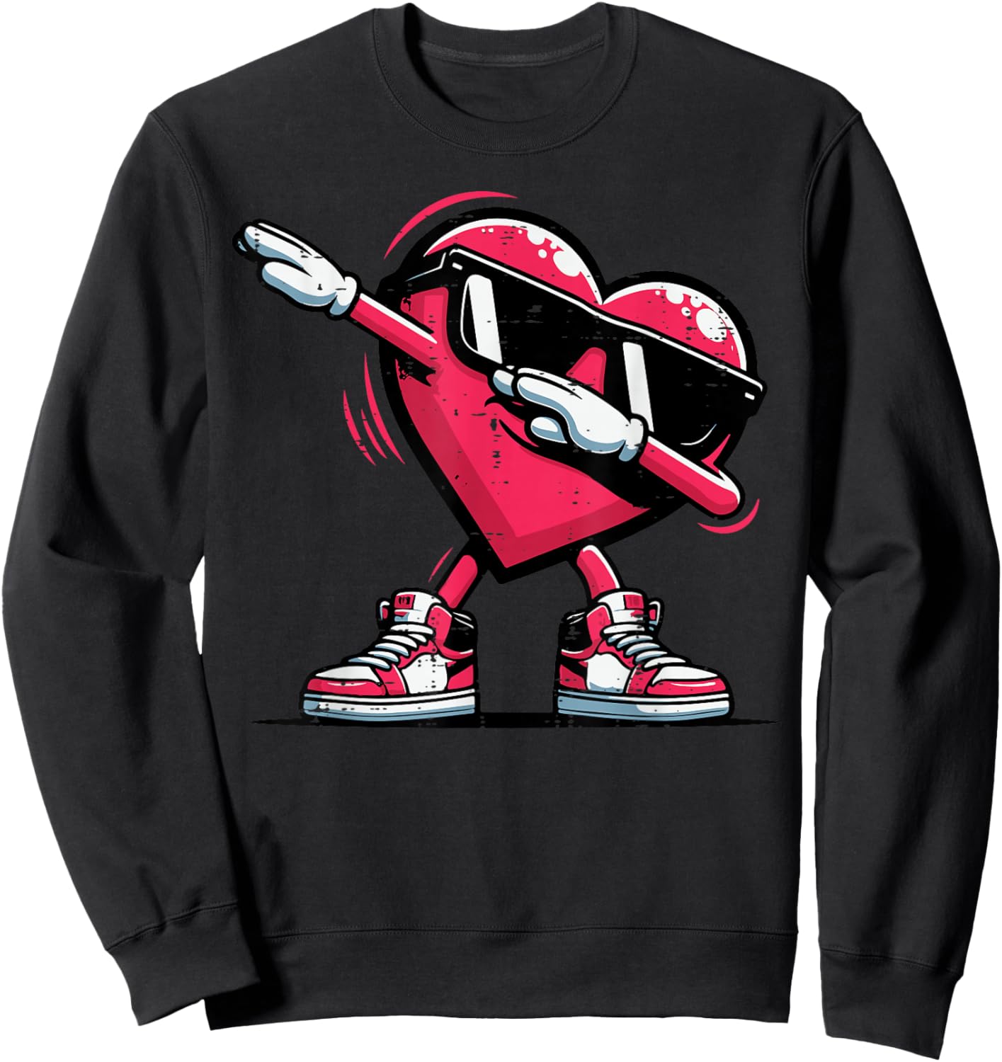 Valentines Day Heart Dab Cute Love Dance Boys Kids Men Women Sweatshirt - Sweatshirt | Black