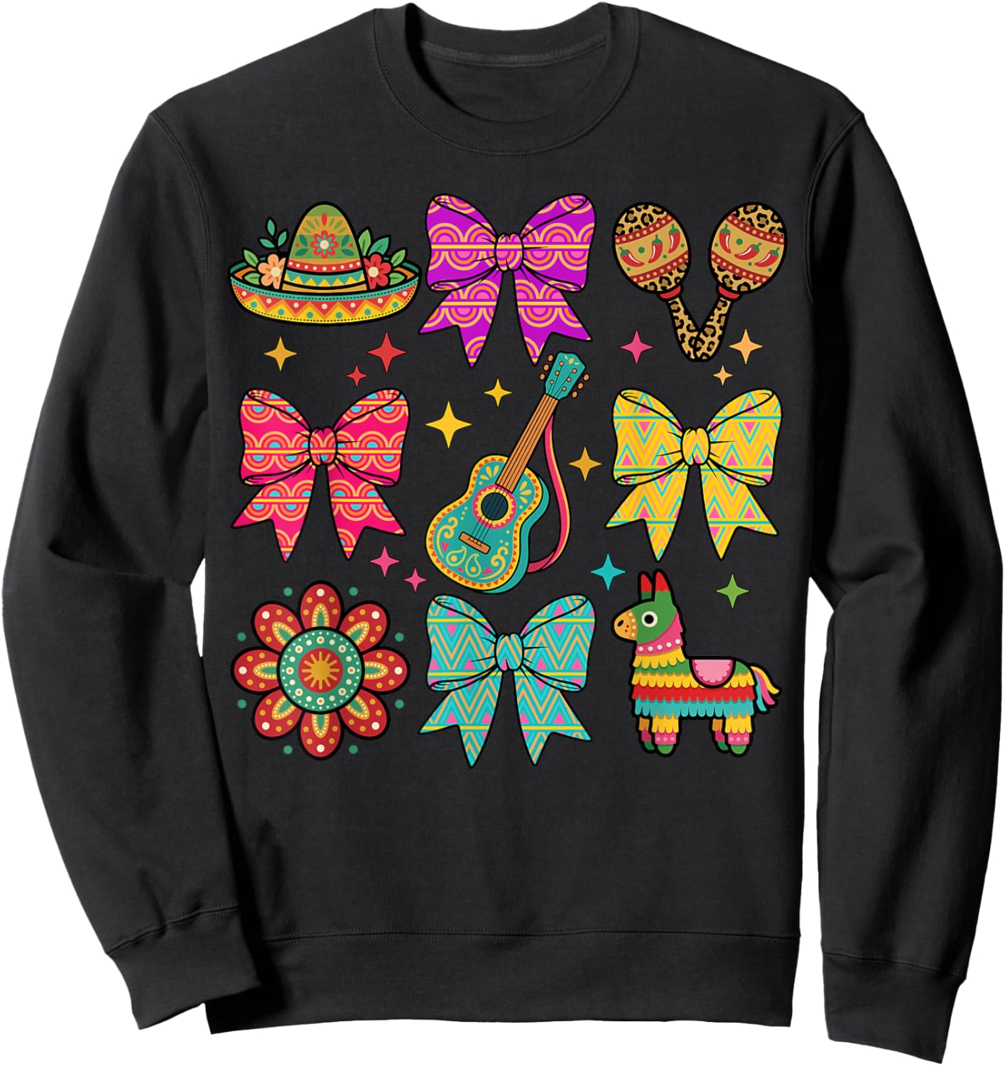 Cute 5 De Mayo Mexican Party Coquette Bow Cinco De Mayo Sweatshirt - Sweatshirt | Black
