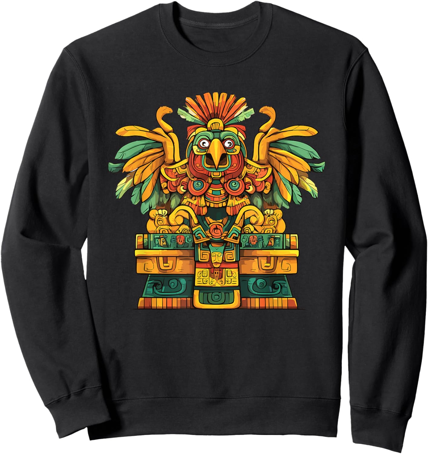 Aztec Eagle Totem Mesoamerican Temple Icon Sweatshirt - Sweatshirt | Black