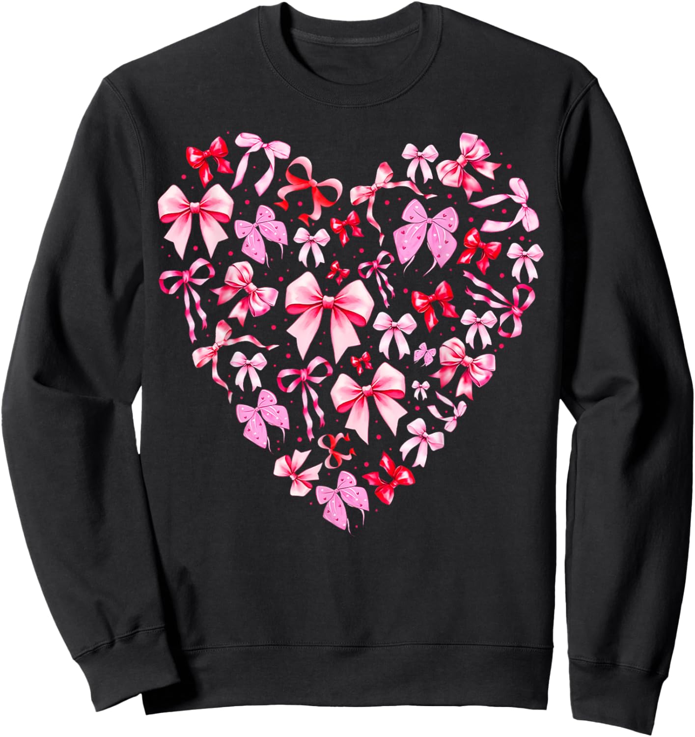 Pink Valentine Heart Coquette Bow Cupid Girl Women Kid Sweatshirt - Sweatshirt | Black