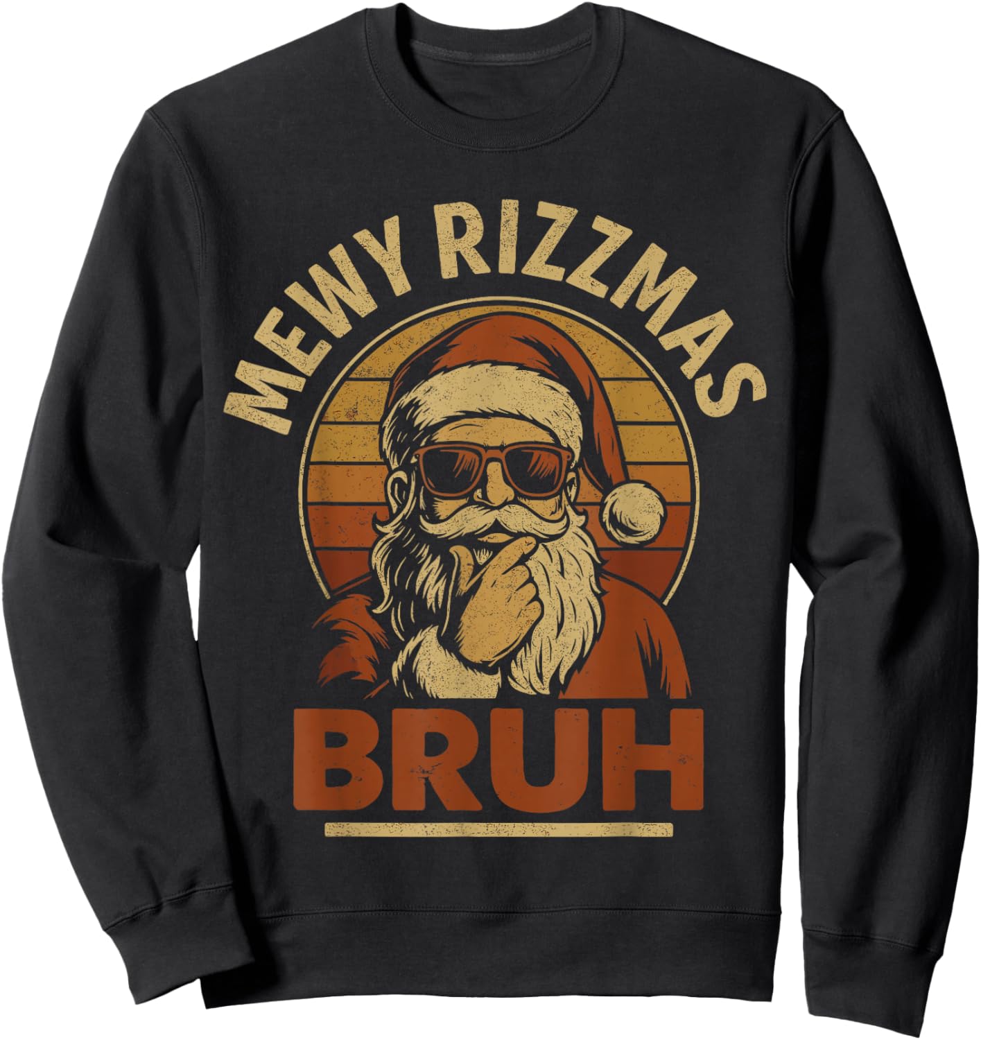 Skibidi Rizzmas Shirt , Rizzler Santa Mewy Rizzmas Sweatshirt - Sweatshirt | Black