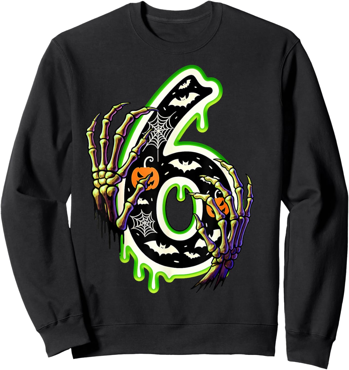 Six Seven Meme 6 7 67 Halloween Skeleton Couple Costume Sweatshirt - Sweatshirt | Black