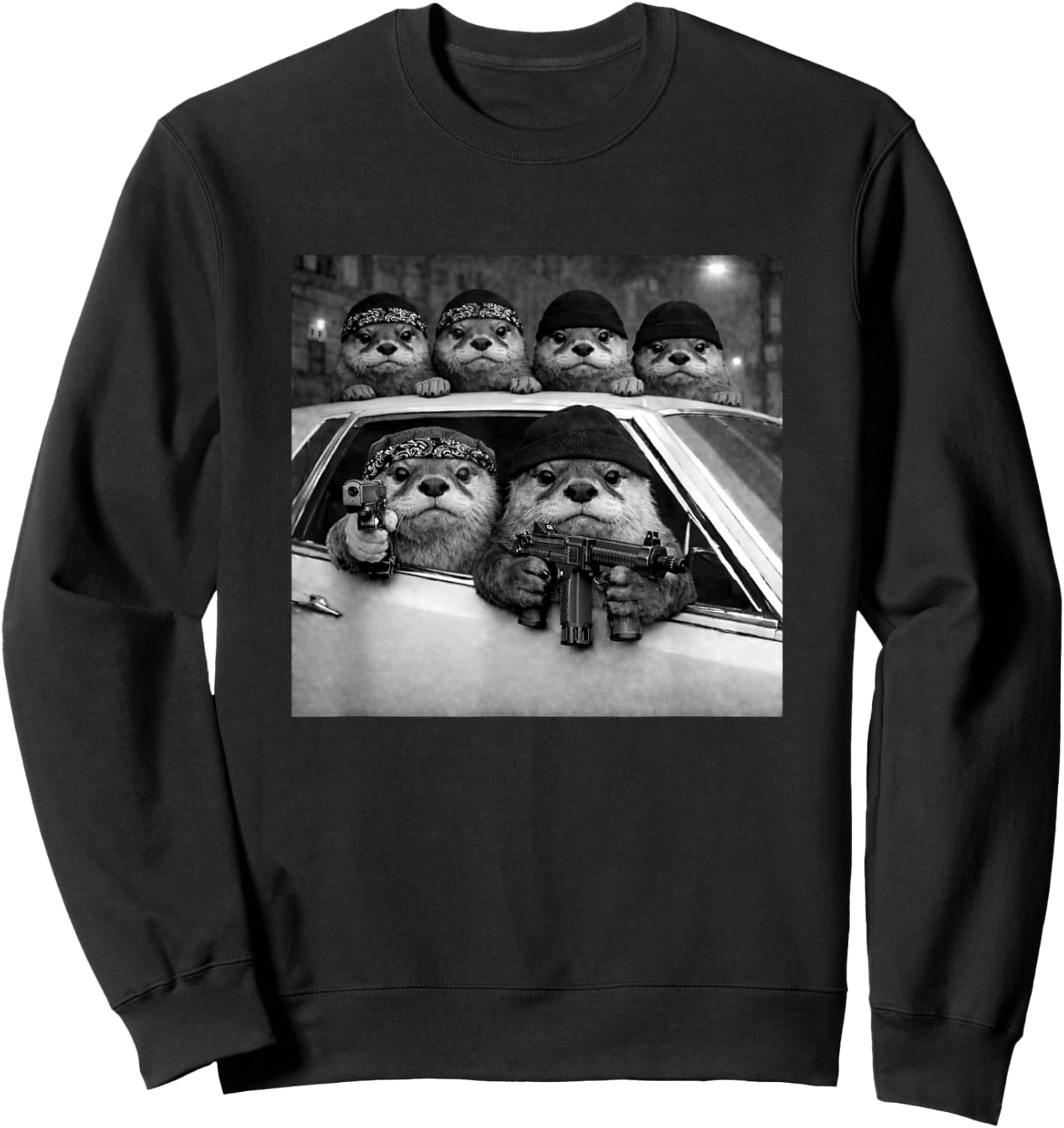 Funny Otter Retro Gangster Squad Urban Street Streetwear Sweatshirt - Sweatshirt | Black