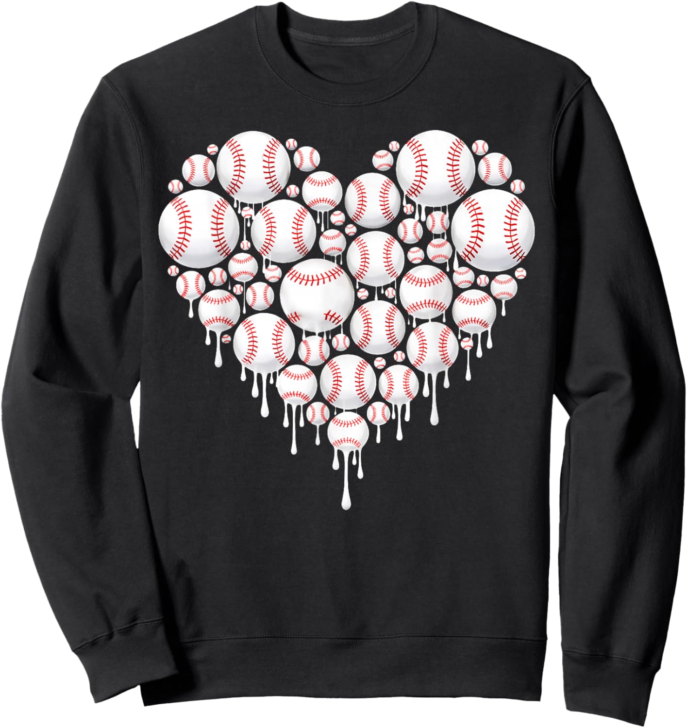 Baseball Heart Drip Valentine's Day Baseball Lover Boys Men Sweatshirt - Sweatshirt | Black