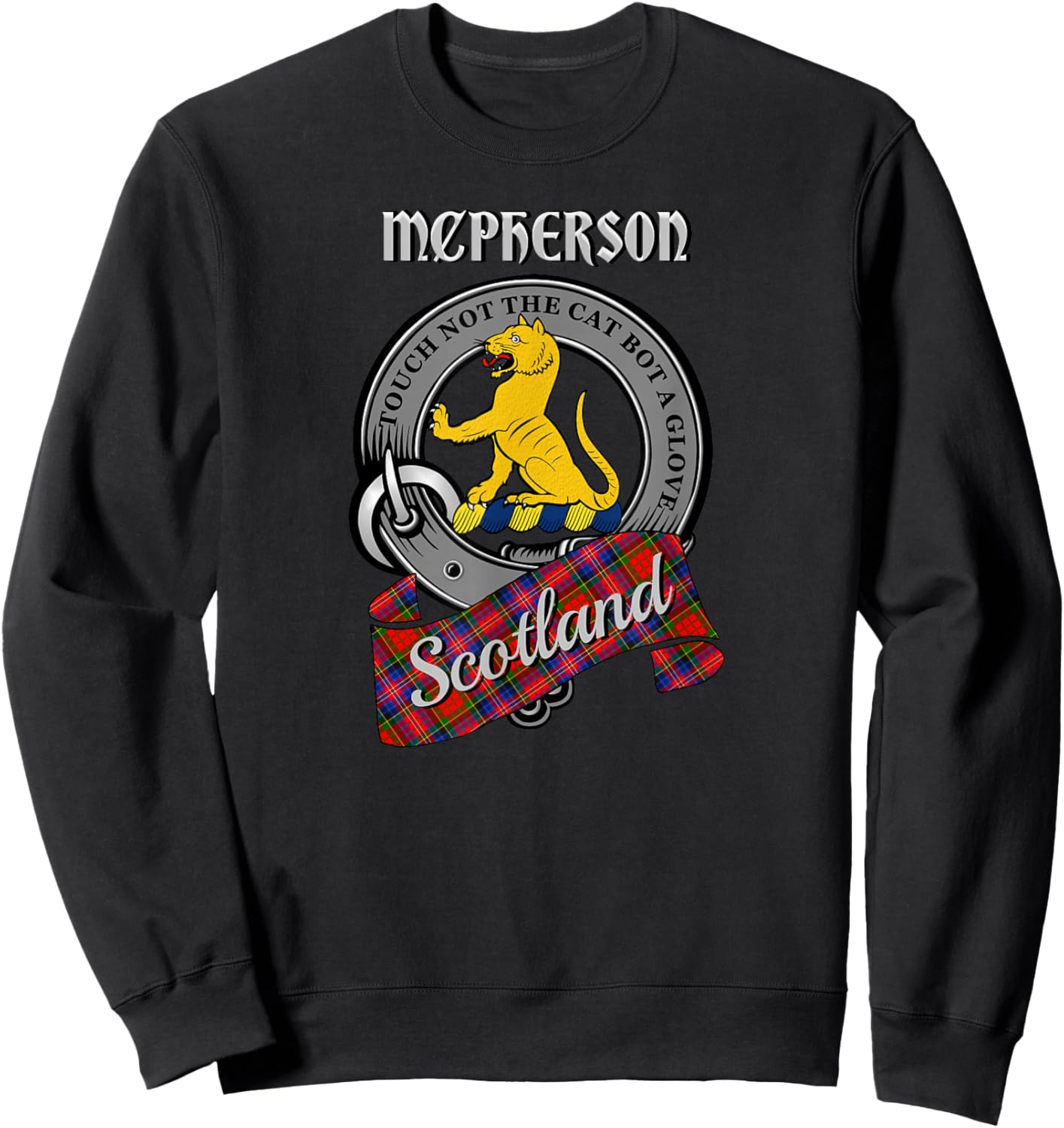 McPherson Scottish Clan Badge & Tartan Sweatshirt - Sweatshirt | Black