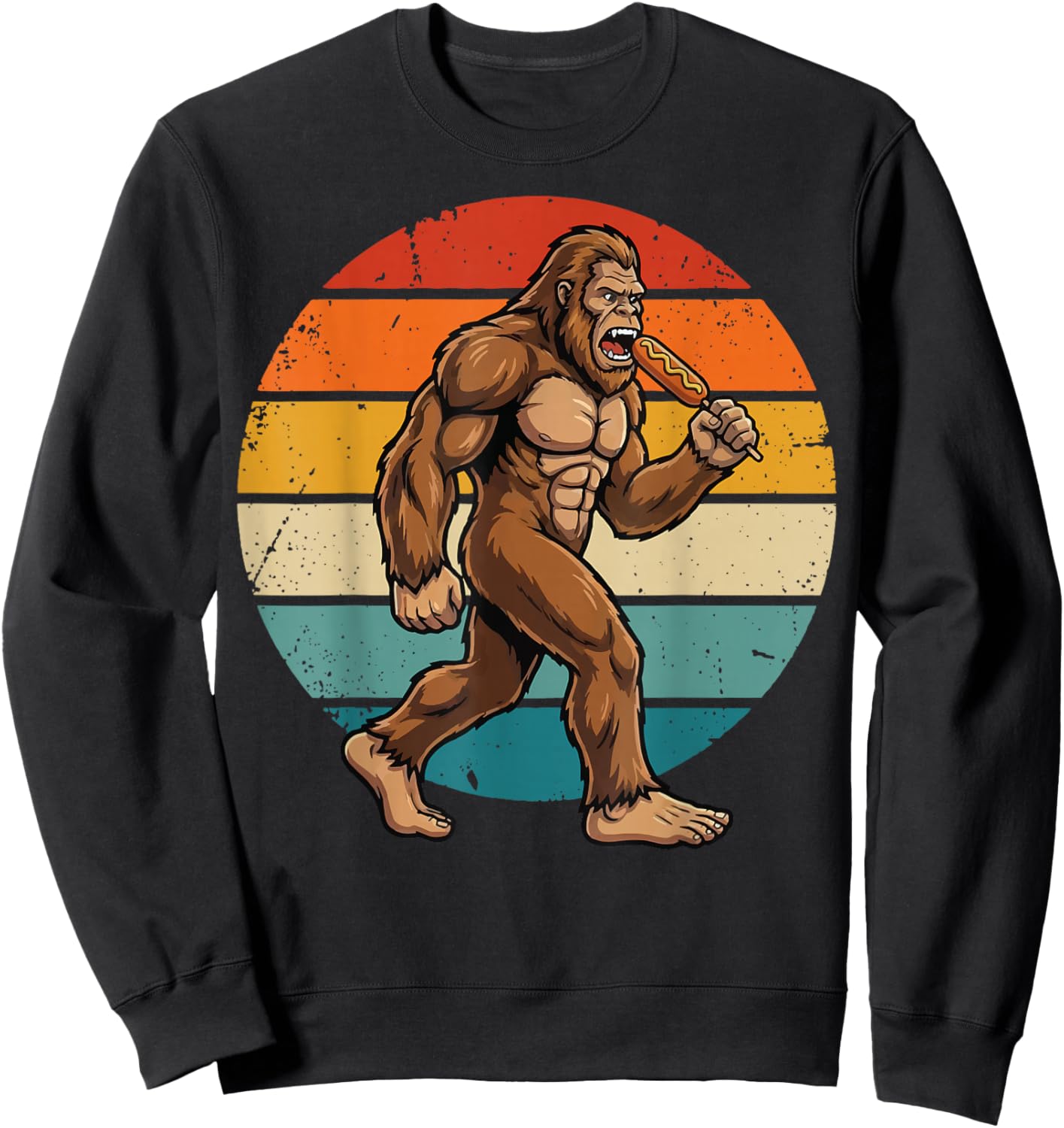 Bigfoot Eating Corndog Sweatshirt - Sweatshirt | Black
