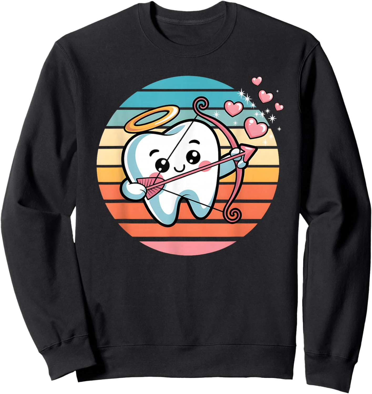 Cute ValentineTooth Cupid Dental Dentists Hygienists Funny Sweatshirt - Sweatshirt | Black