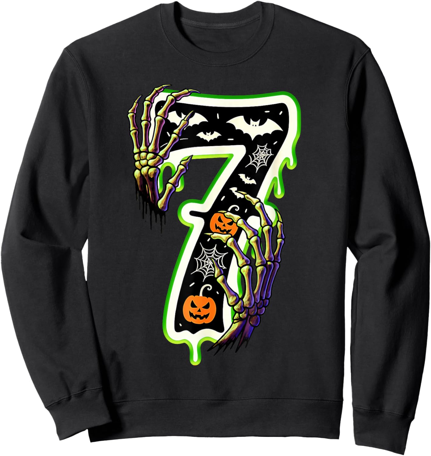Six Seven Meme 6 7 67 Halloween Skeleton Couple Costume Sweatshirt - Sweatshirt | Black