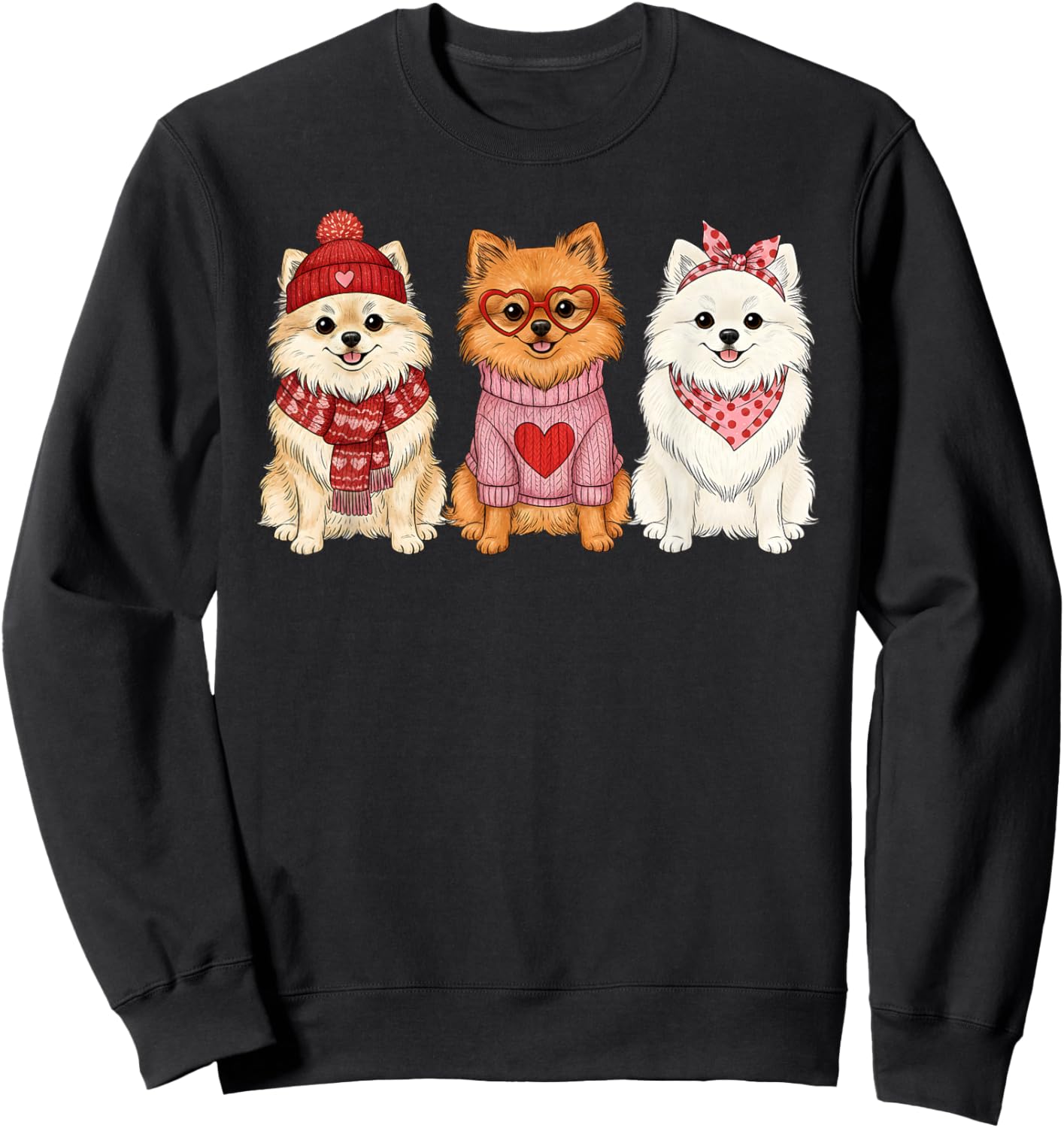 Cute Pomeranian Valentine Dog Sweatshirt - Sweatshirt | Black