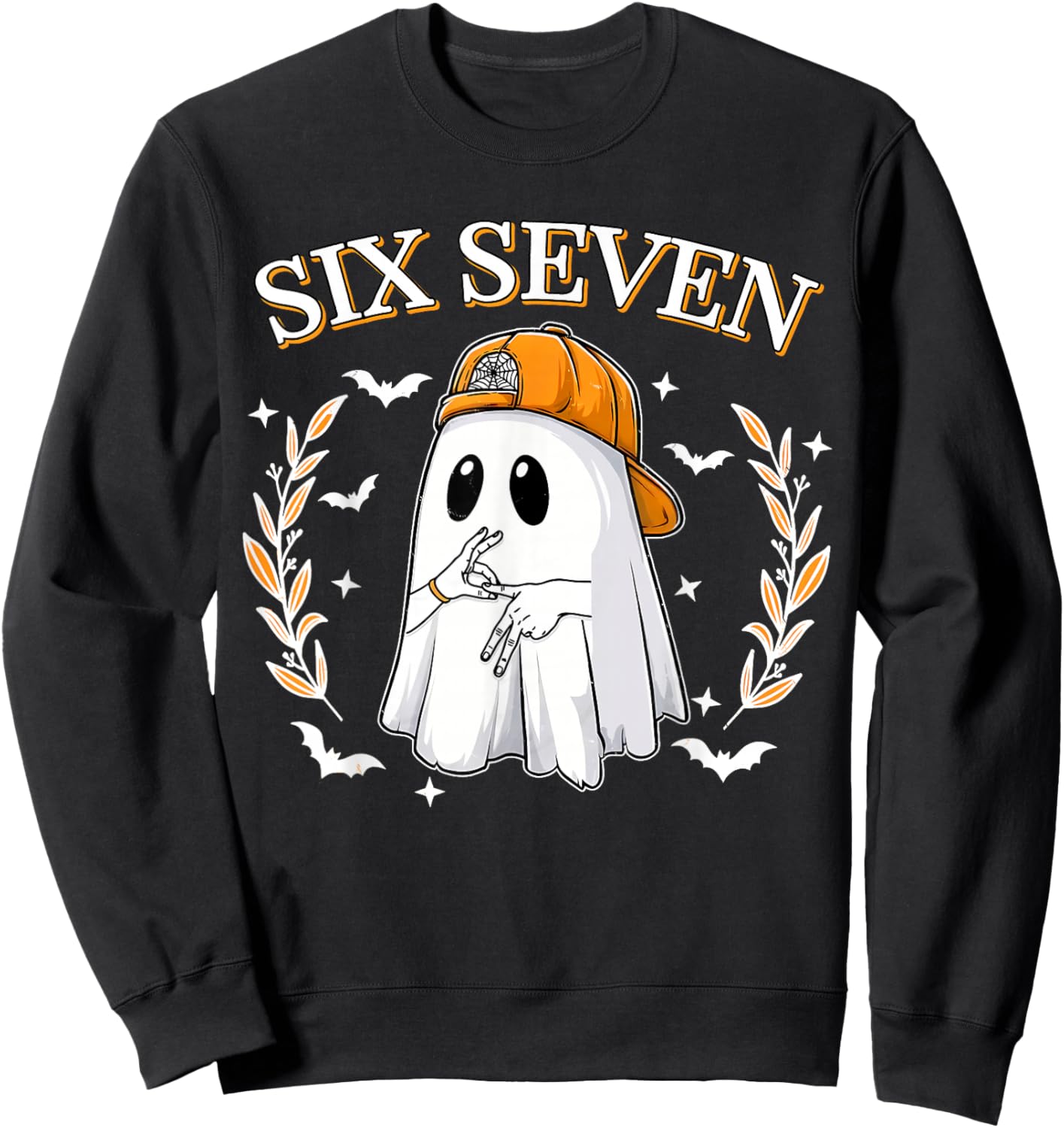 Six Seven 67 Meme Funny Ghost Halloween 6 7 Couple Matching Sweatshirt - Sweatshirt | Black