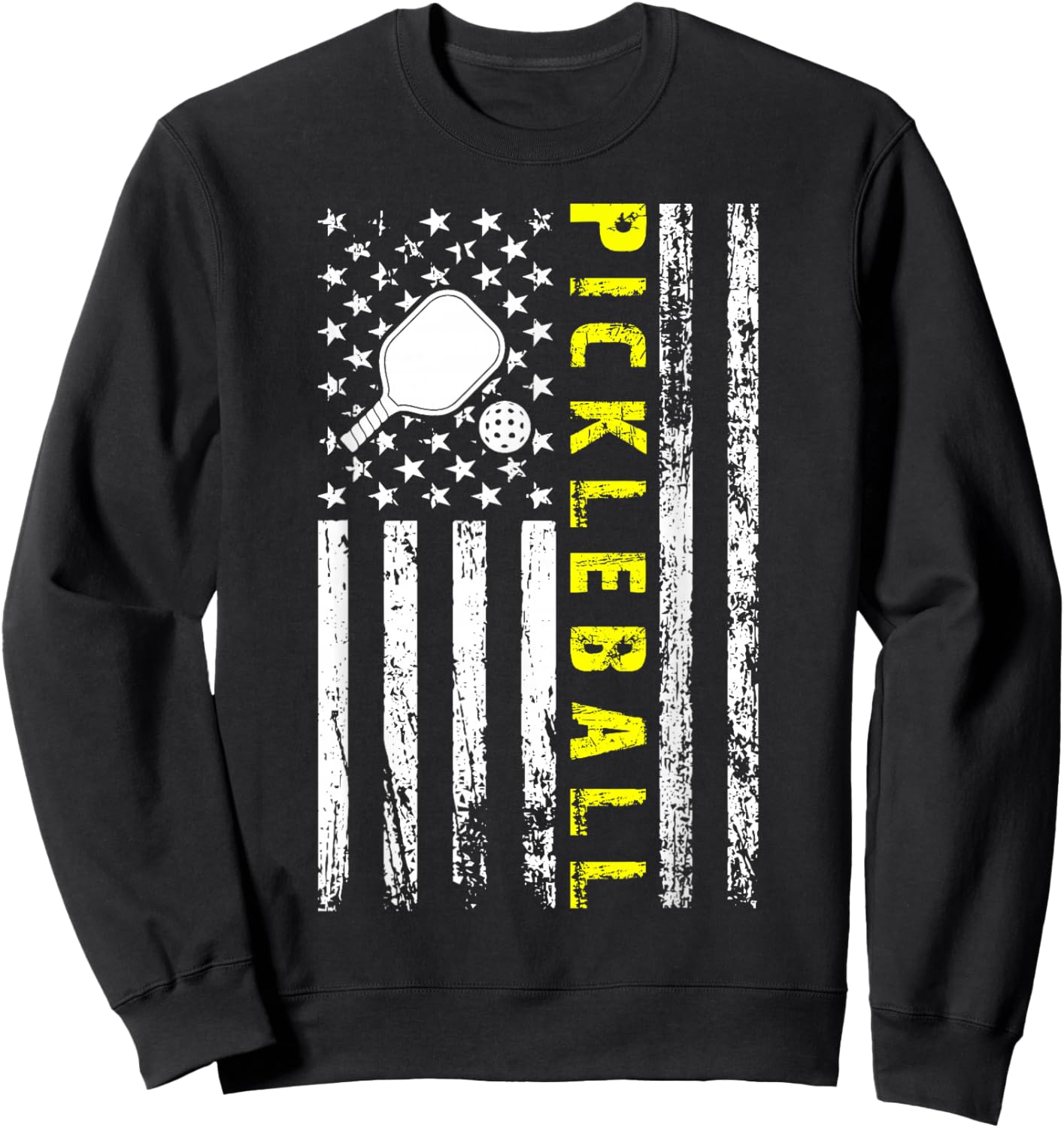 Pickleball American Flag Pickleball Player Paddleball Lover Sweatshirt - Sweatshirt | Black