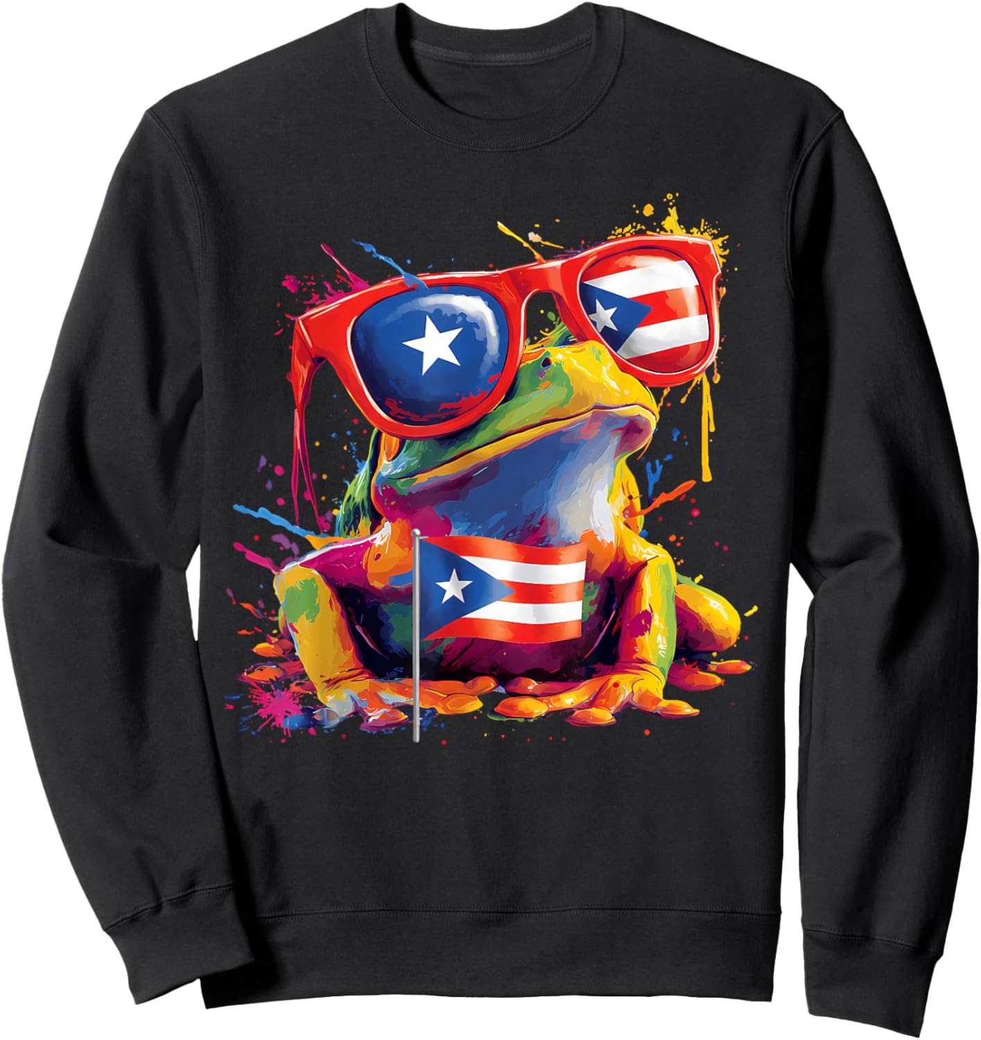 Coqui Frog Puerto Rico Flag Puerto Rican Taino Boricua Sweatshirt - Sweatshirt | Black