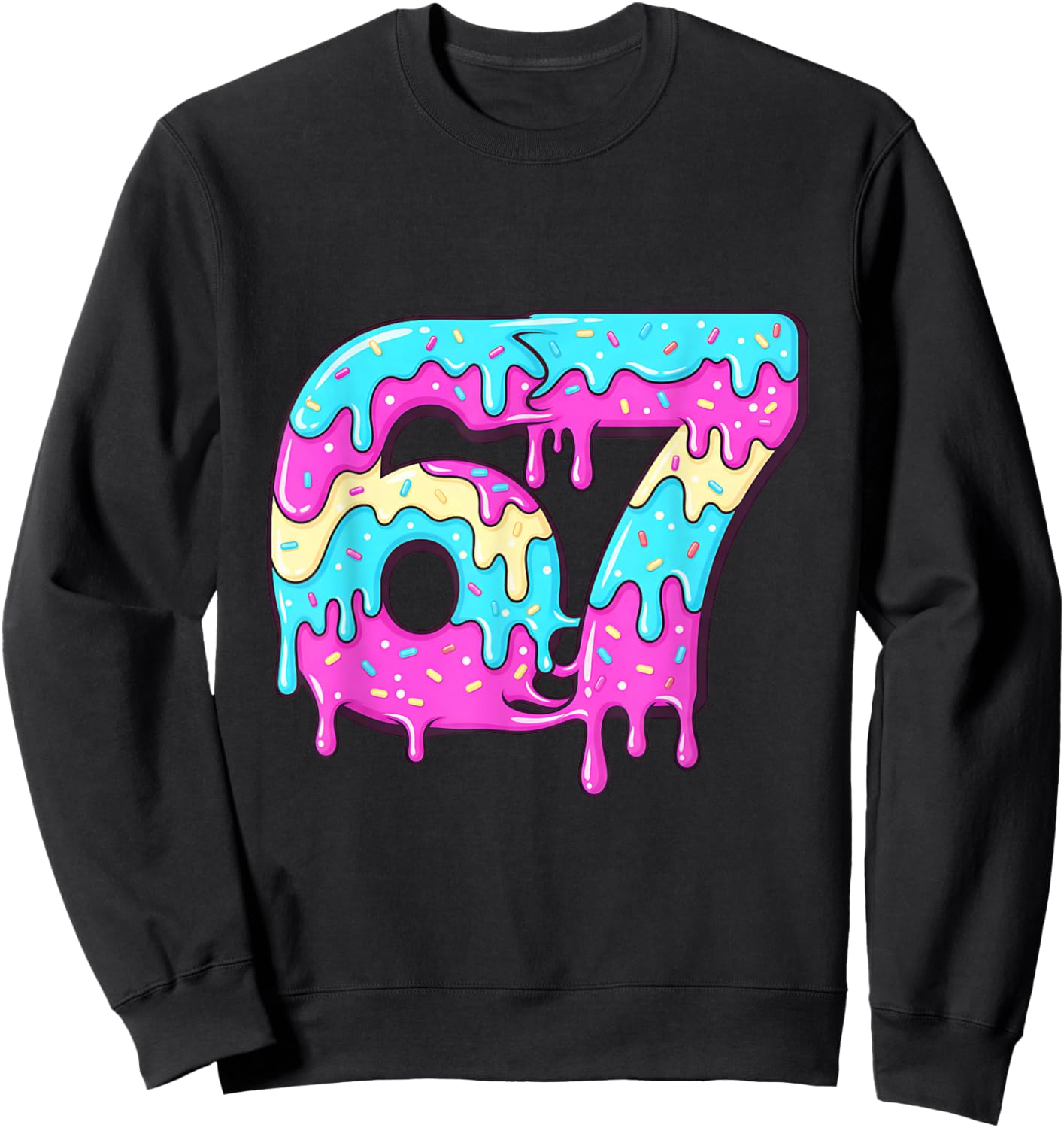 six Seven 67 Meme Drippy Number 67 ice Cream Sweatshirt - Sweatshirt | Black