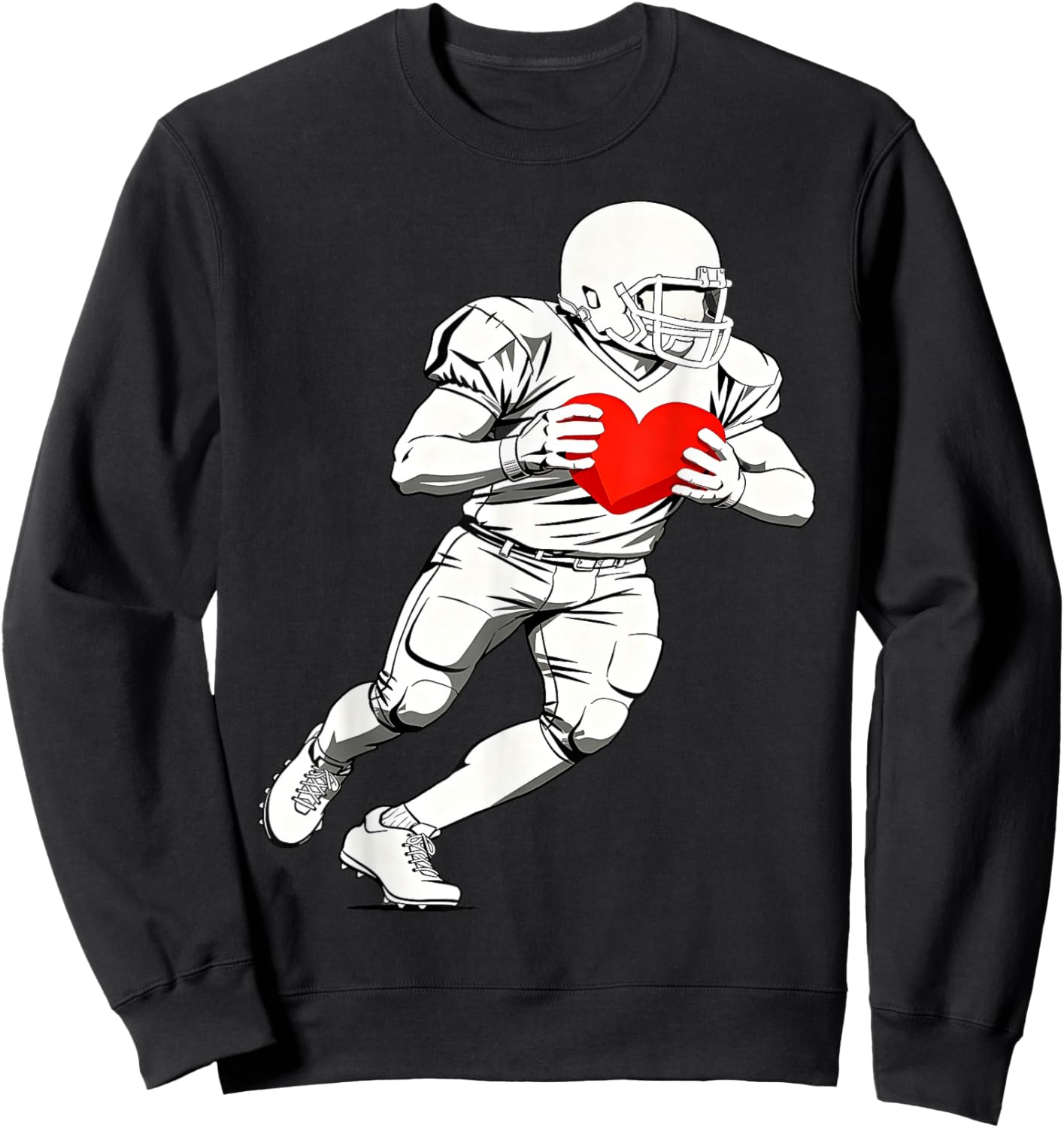 Football Player Silhouette Heart Love Sports Sweatshirt - Sweatshirt | Black