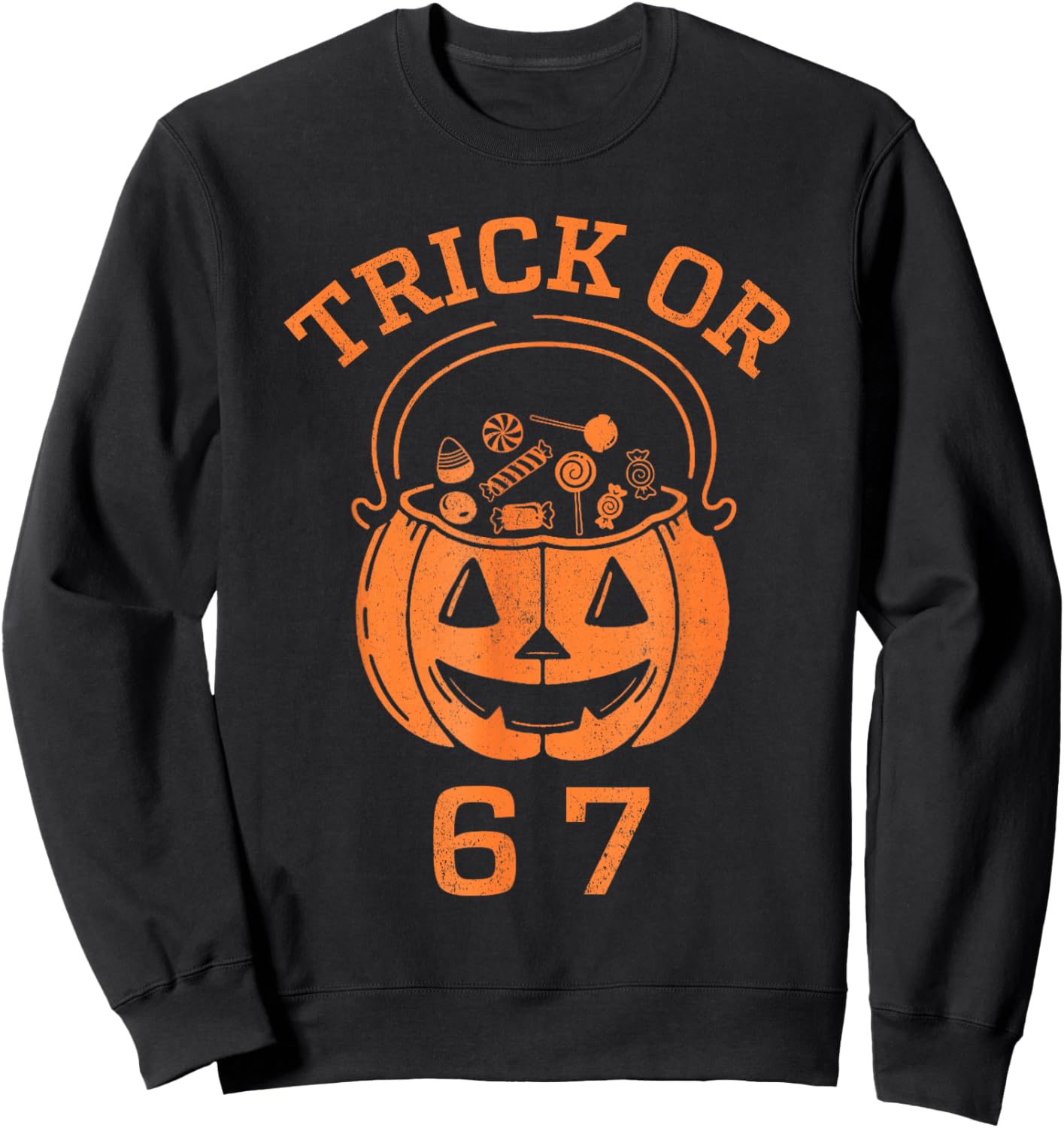 Funny 67 Six Seven Halloween Trick Or Treat Pumpkin Boys Sweatshirt - Sweatshirt | Black