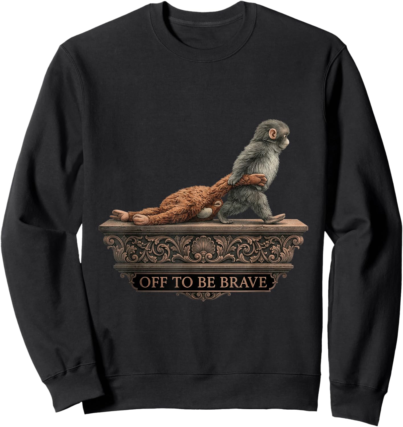 Funny Viral Monkey Meme Monkey Punch Off to Be Brave Sweatshirt - Sweatshirt | Black