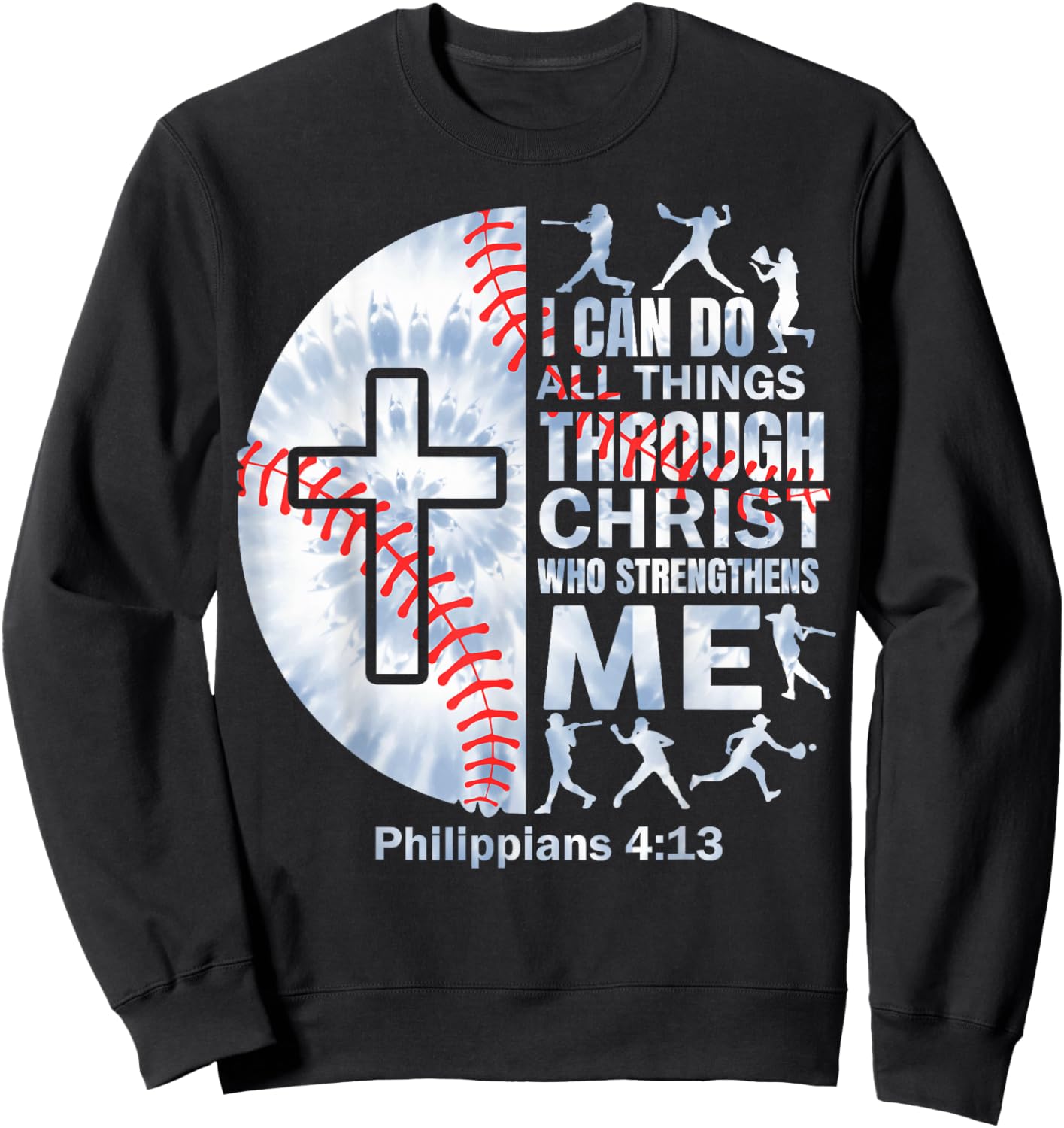Christian Baseball Men Boy Player Team Religious Philippians Sweatshirt - Sweatshirt | Black