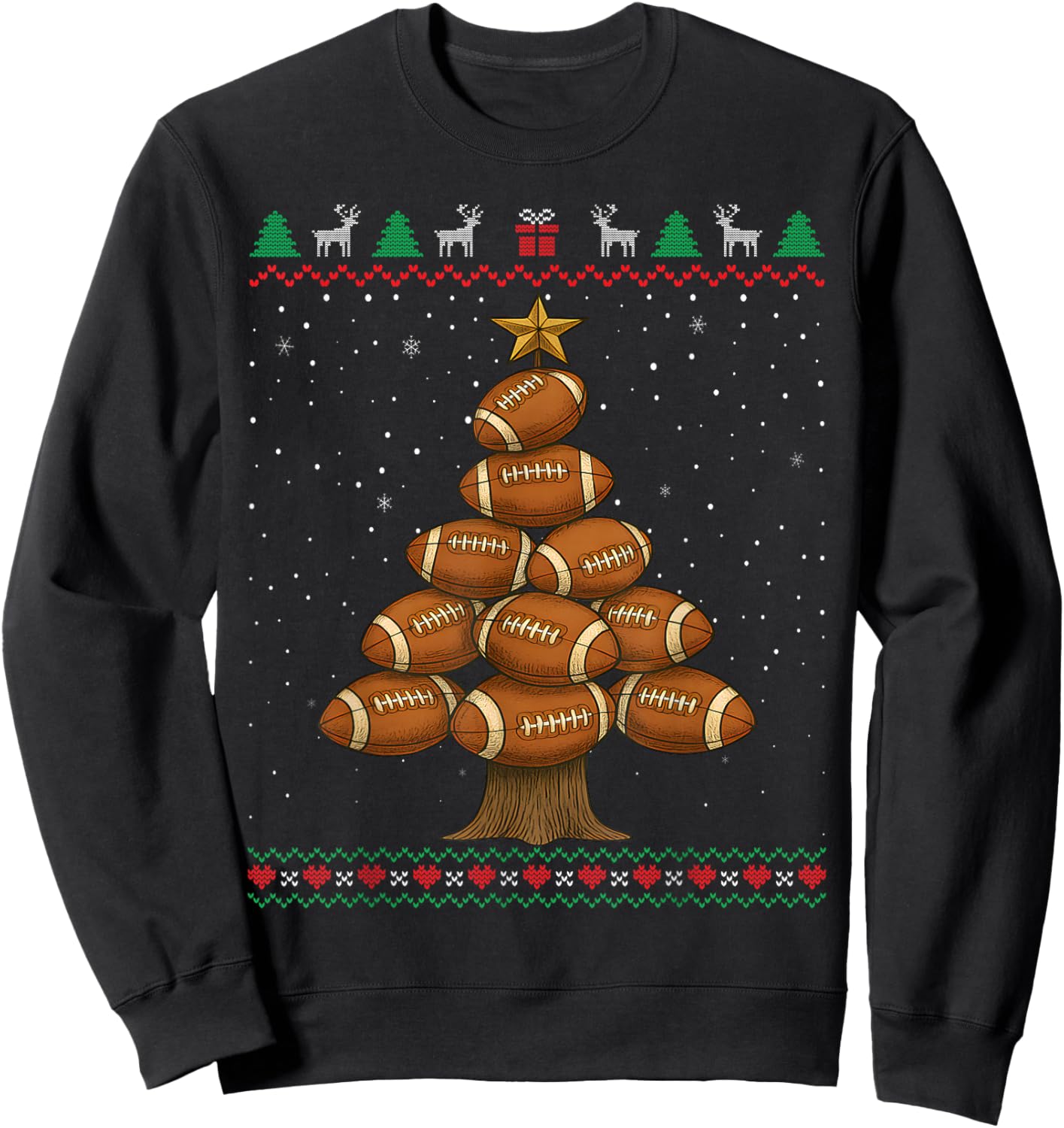 Football Christmas Tree Funny Ugly Sweater Sweatshirt - Sweatshirt | Black