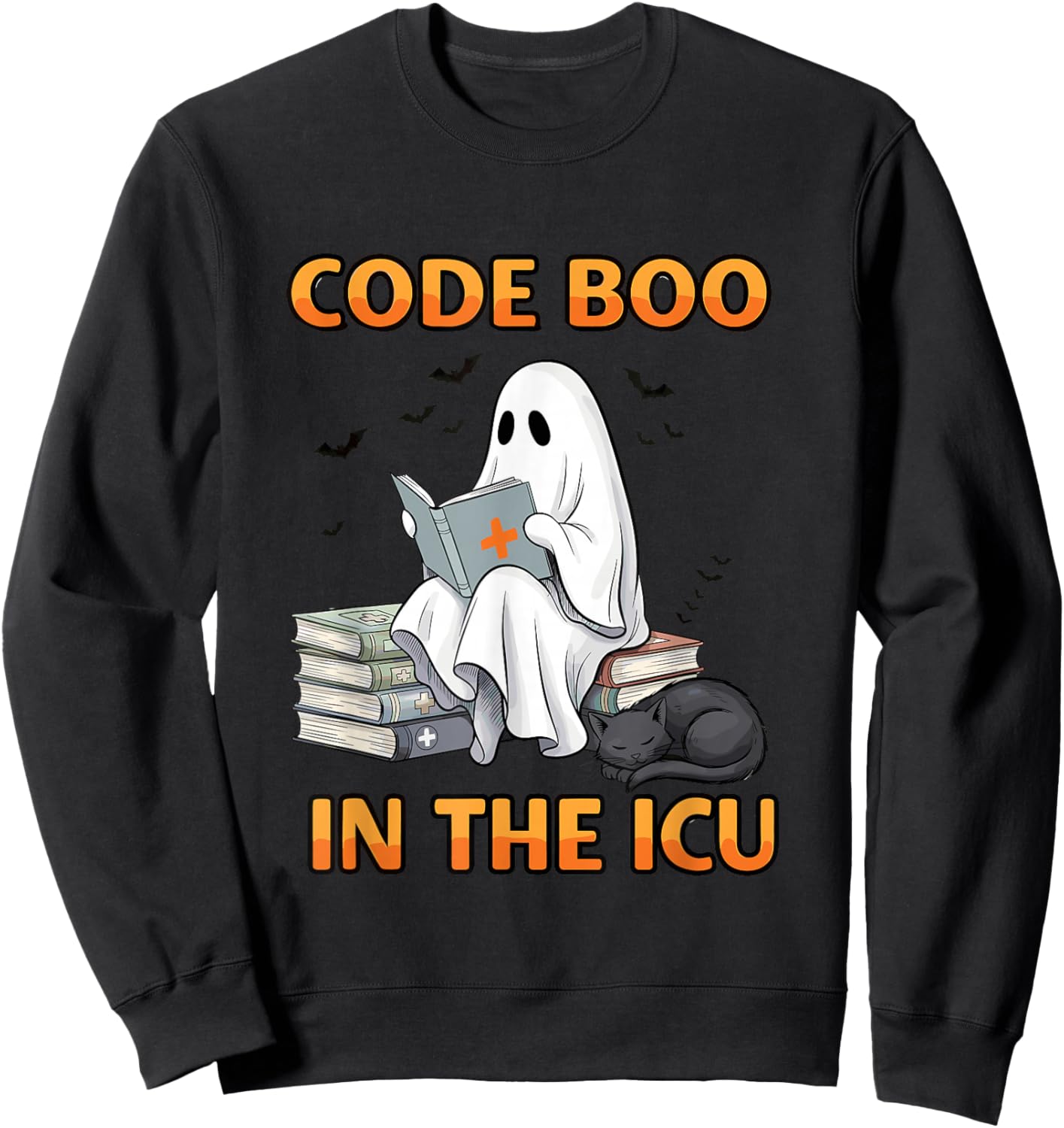 Ghost ICU Nurse Code Boo in ICU Funny Halloween Costume Sweatshirt - Sweatshirt | Black