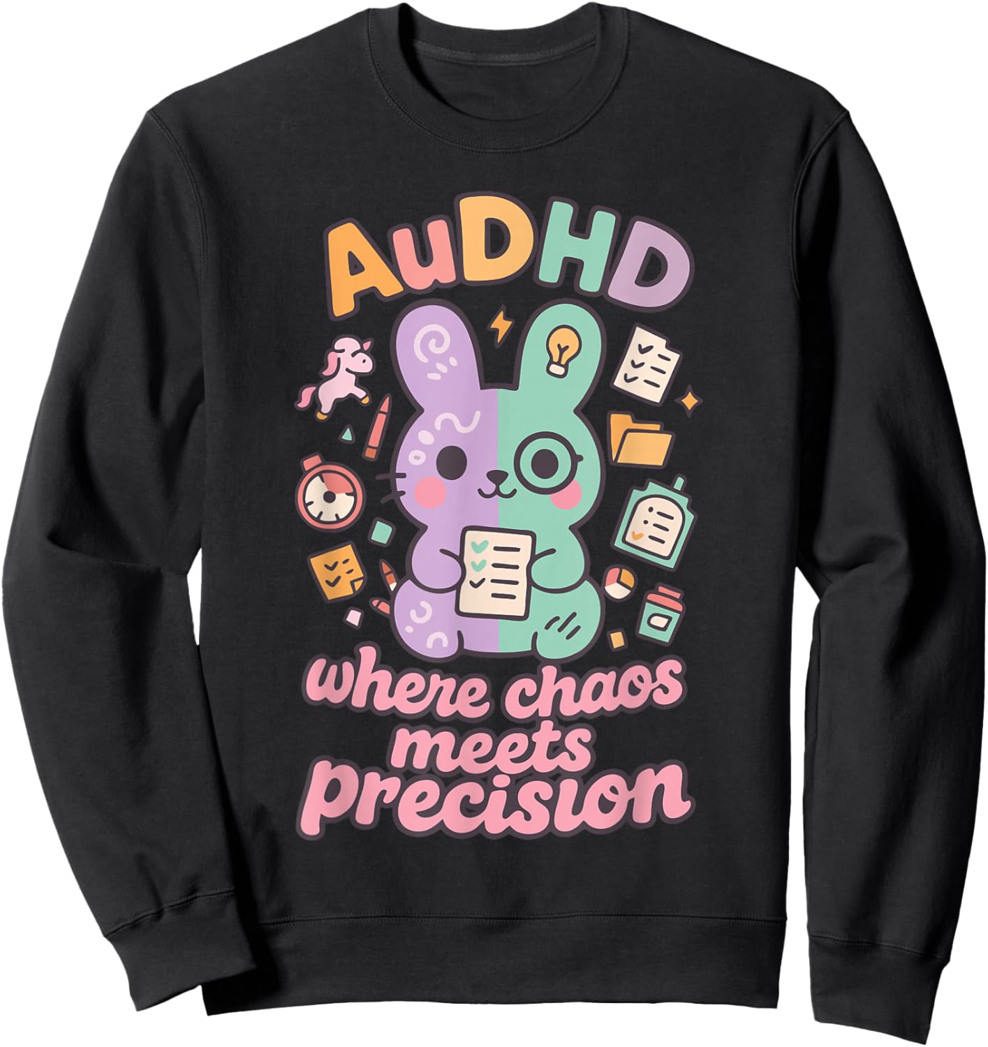 AuDHD Where Chaos Meets Precision Design Sweatshirt - Sweatshirt | Black