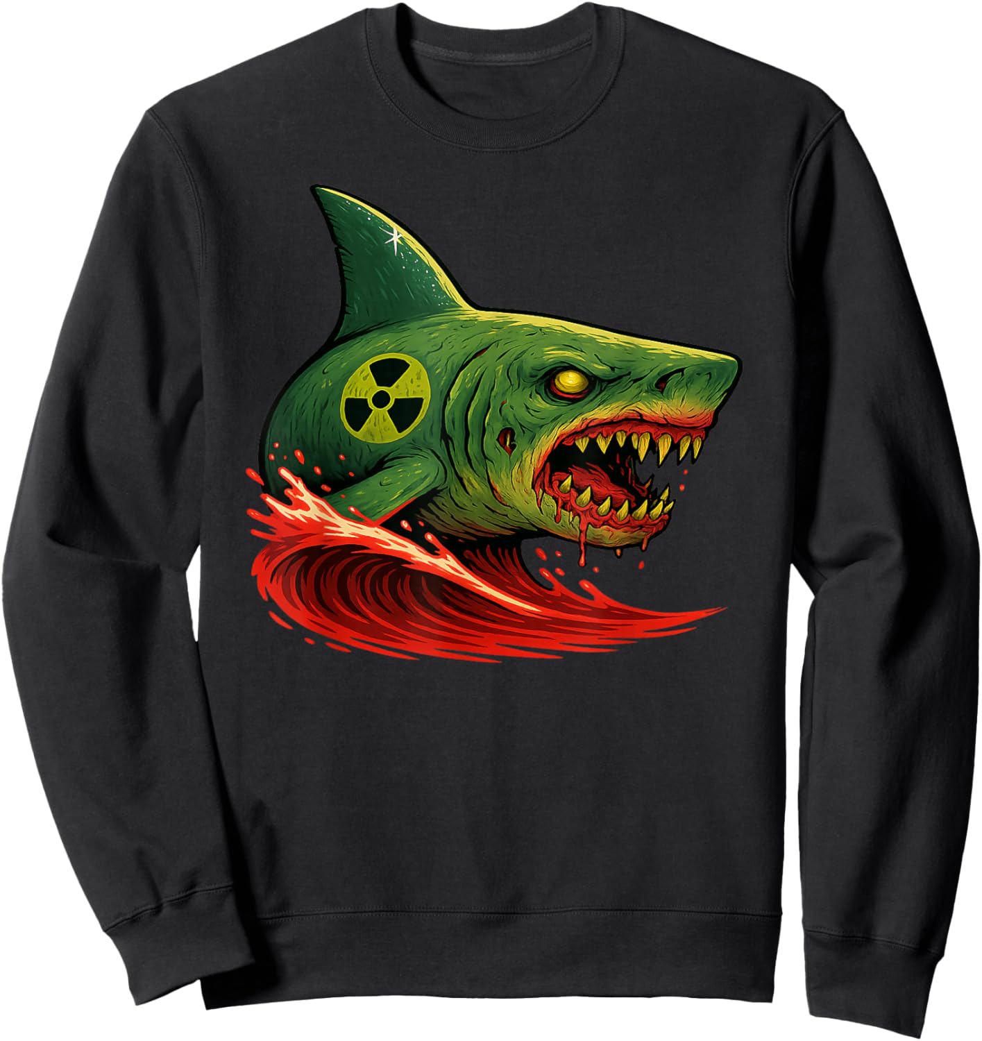 Zombie Bio-Hazard Shark Graphic Sweatshirt - Sweatshirt | Black
