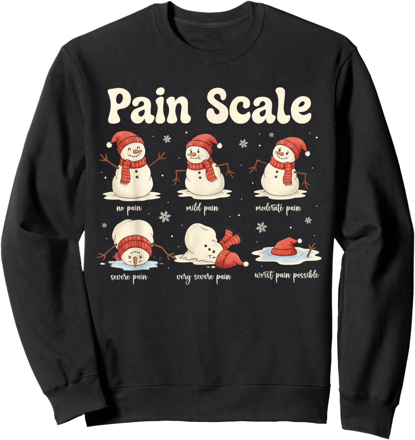 Pain Scale Snowman Funny Nurse Christmas ICU Nurse Sweatshirt - Sweatshirt | Black
