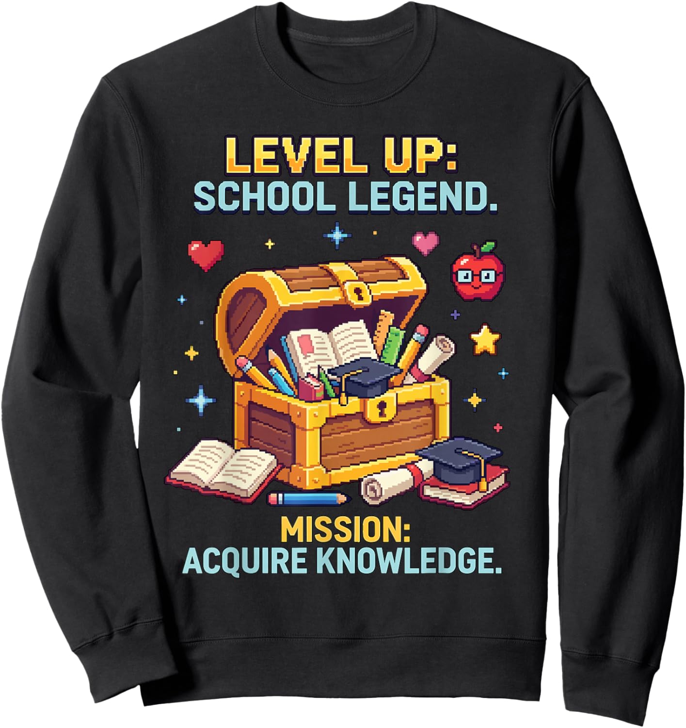 Level Up School Legend Video Game Pixel Art Graduation Sweatshirt - Sweatshirt | Black