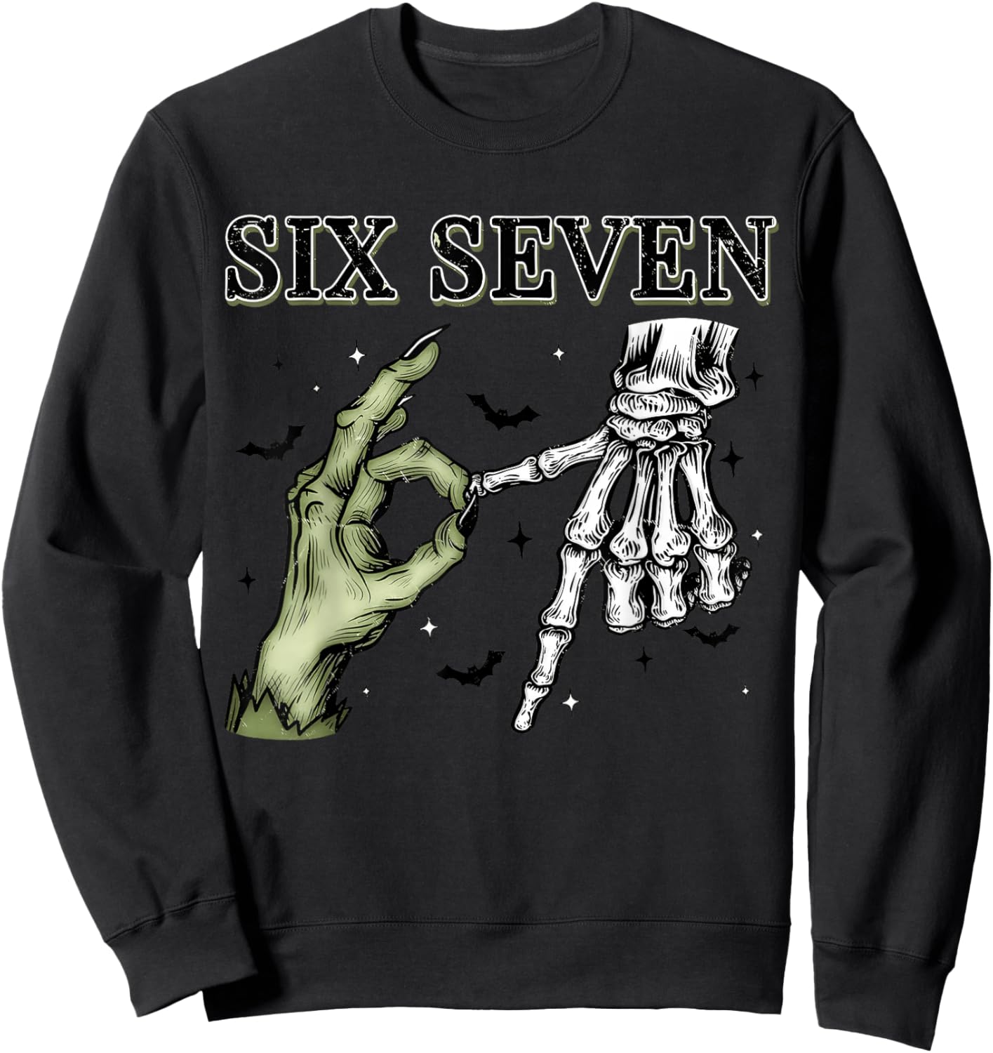 Six Seven 67 Matching Group Halloween Skeleton Frankenstein Sweatshirt - Sweatshirt | Black