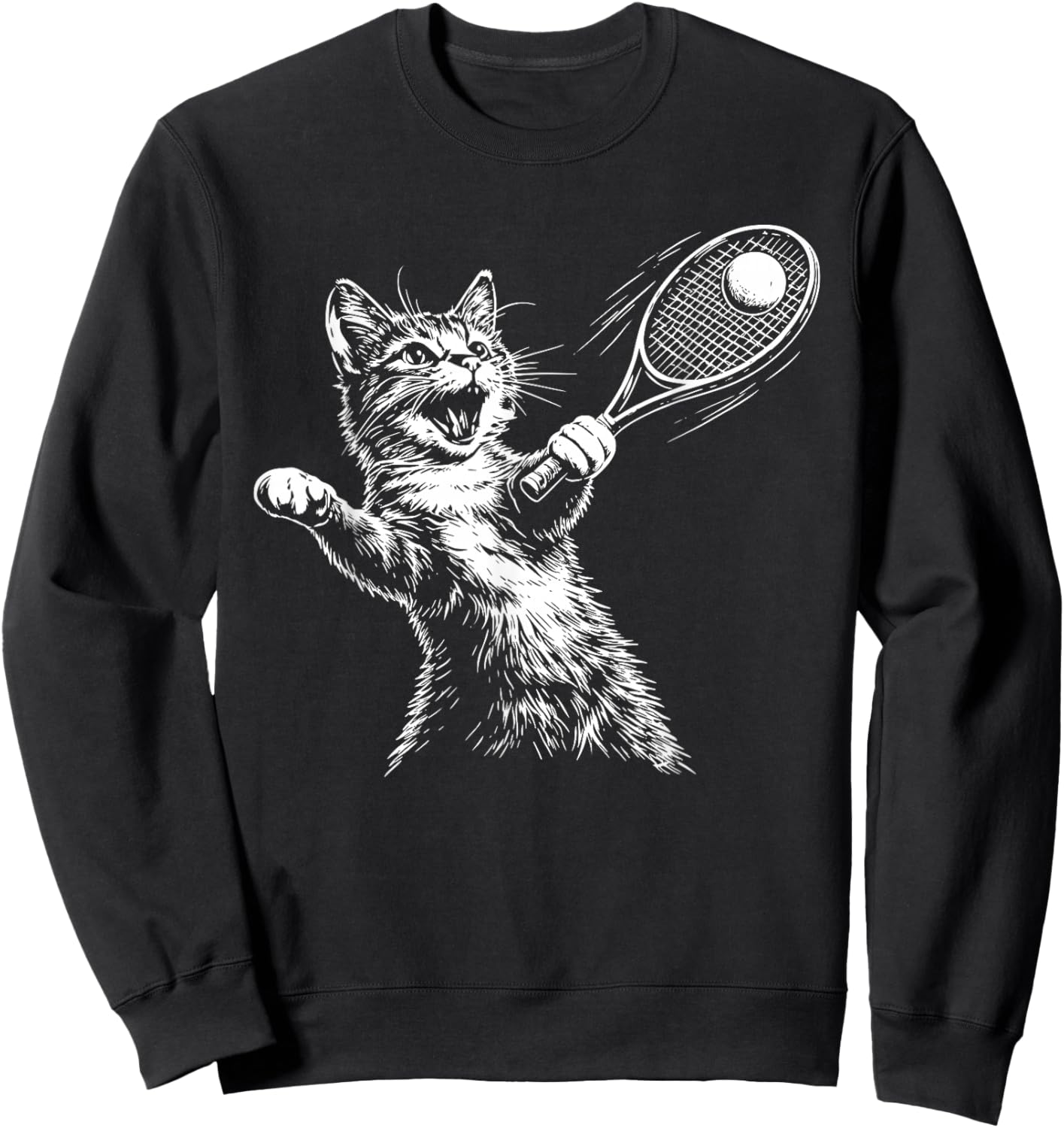 Funny Cat Tennis Sweatshirt - Sweatshirt | Black