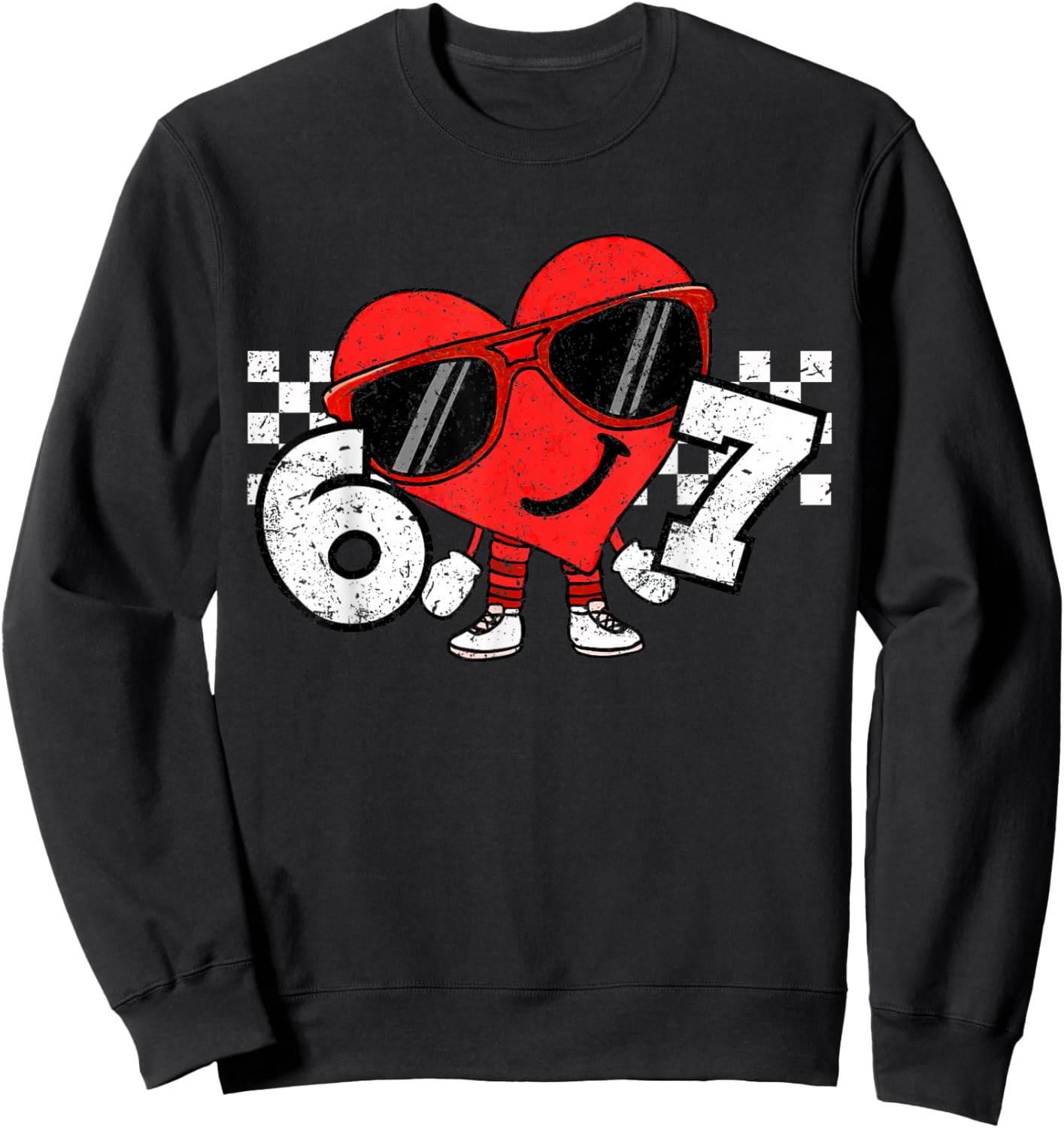 Funny Valentines Heart 67 Six Seven Boys Kids Teens Sweatshirt - Sweatshirt | Black