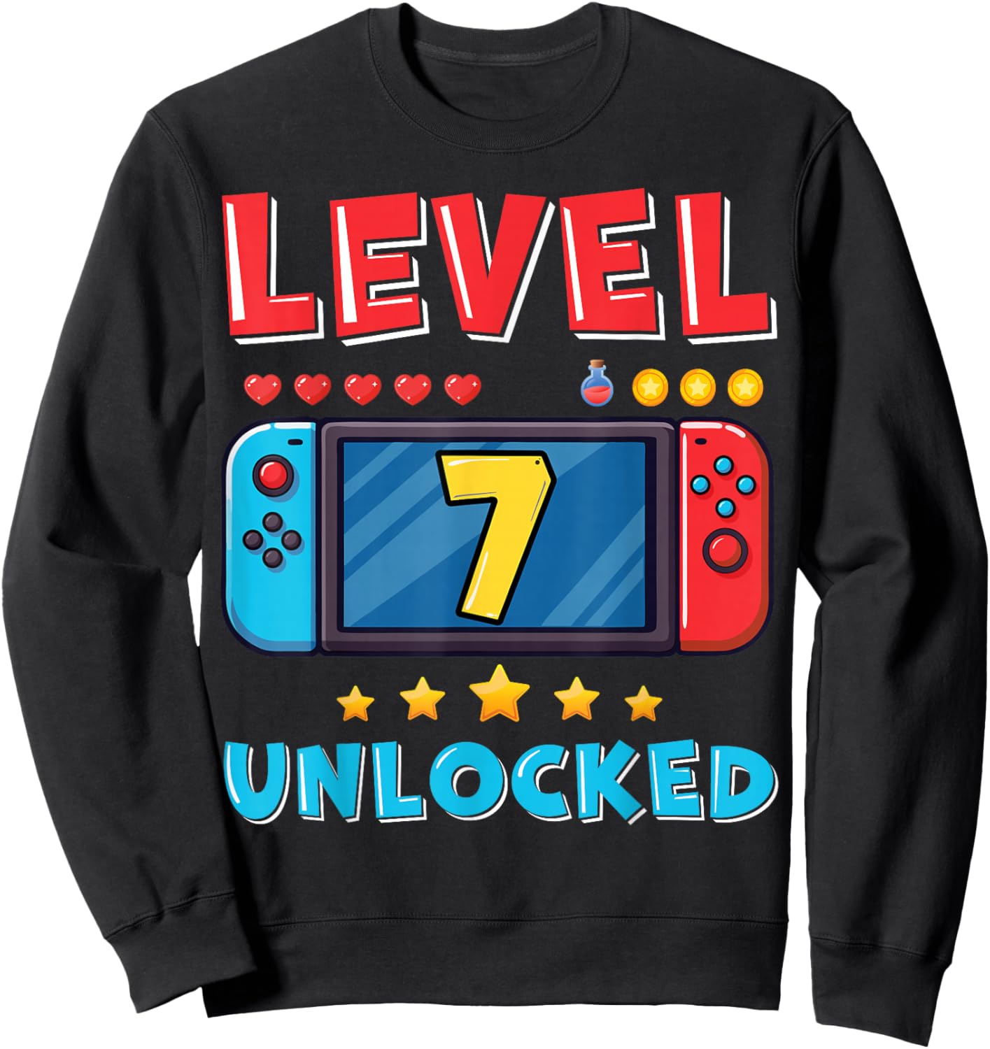 7 Year Old Bday Decorations Son Gamer Boy 7yr 7th Birthday Sweatshirt - Sweatshirt | Black