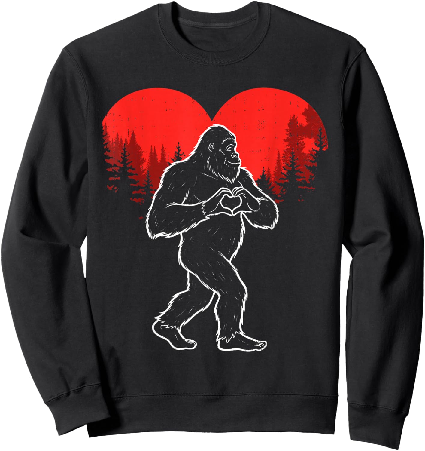 Bigfoot Valentines Day Heart Sasquatch Valentine Boys Sweatshirt - Sweatshirt | Black
