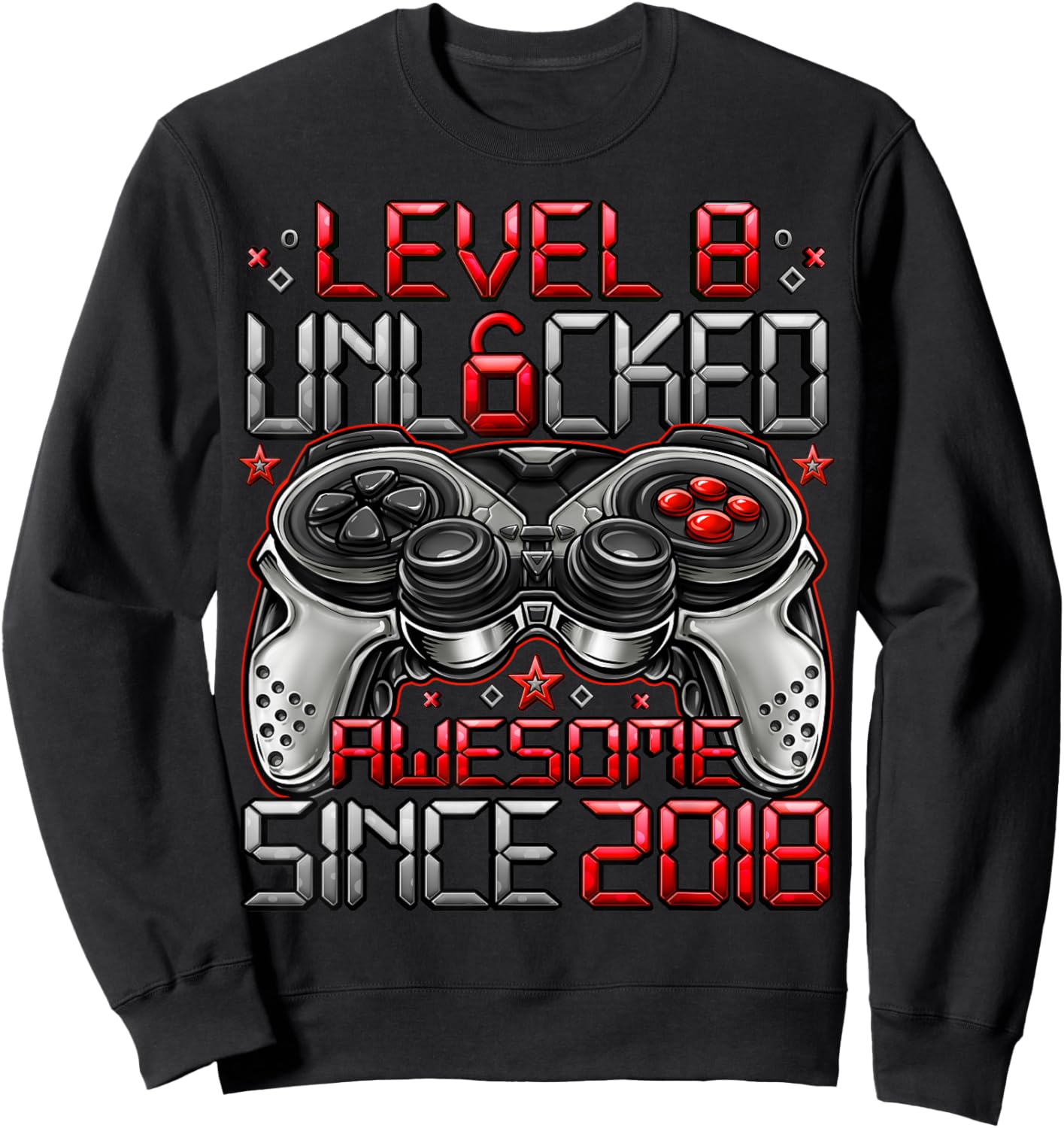 Level 8 Unlocked 8 Year Old Gifts Boys 8th Birthday Boy Sweatshirt - Sweatshirt | Black