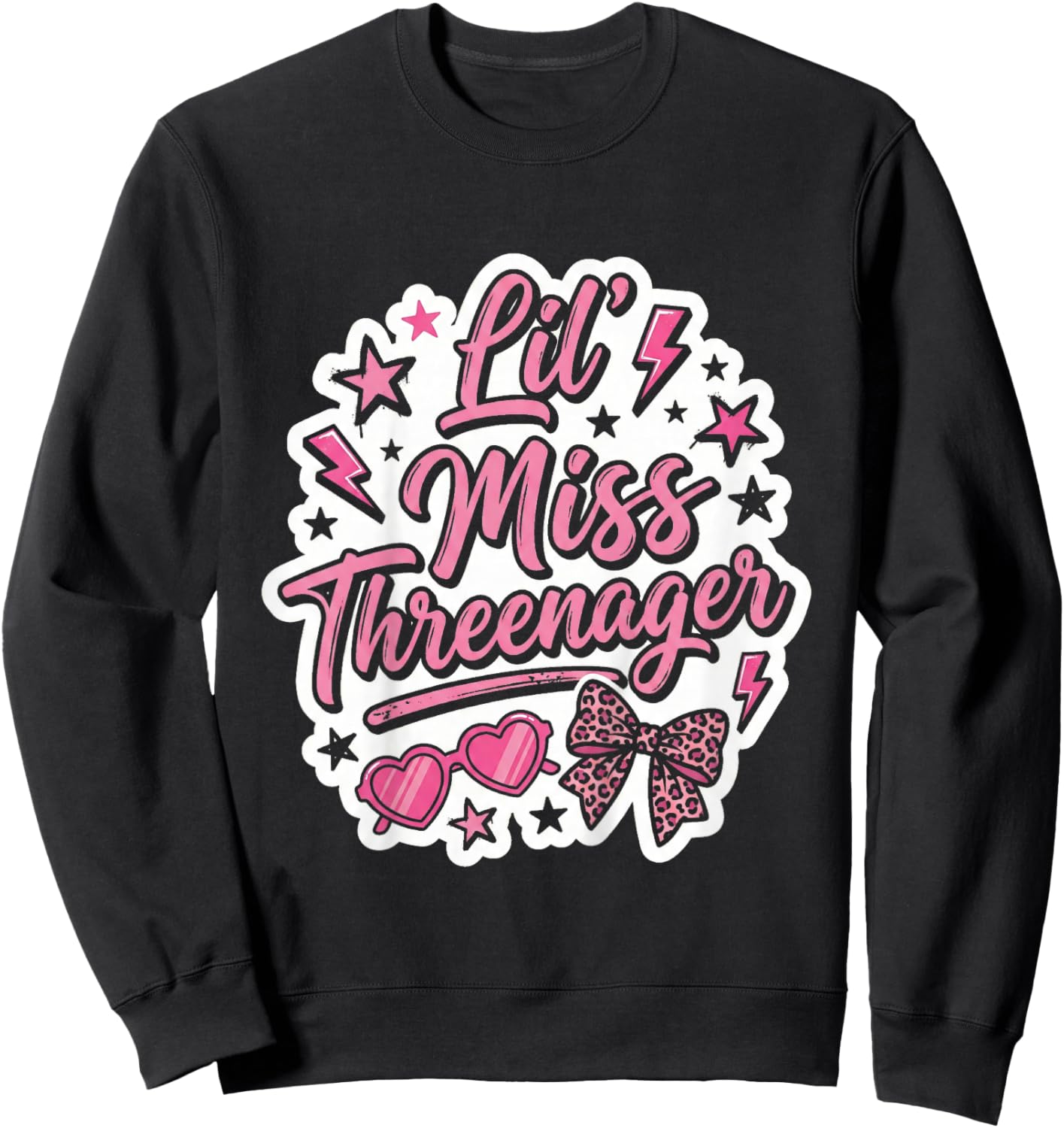 3rd Birthday Girl Sassy Toddler Lil Miss Threenager Sweatshirt - Sweatshirt | Black