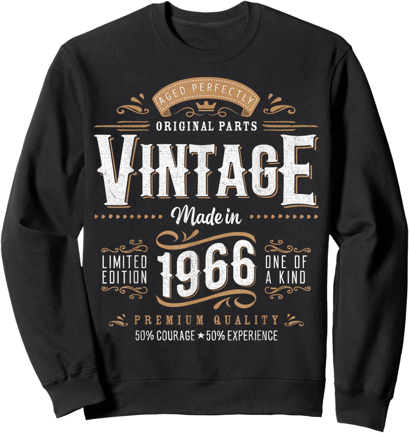 Vintage 1966 Label 60th Birthday Gift Men Women 60 Year Old Sweatshirt - Sweatshirt | Black