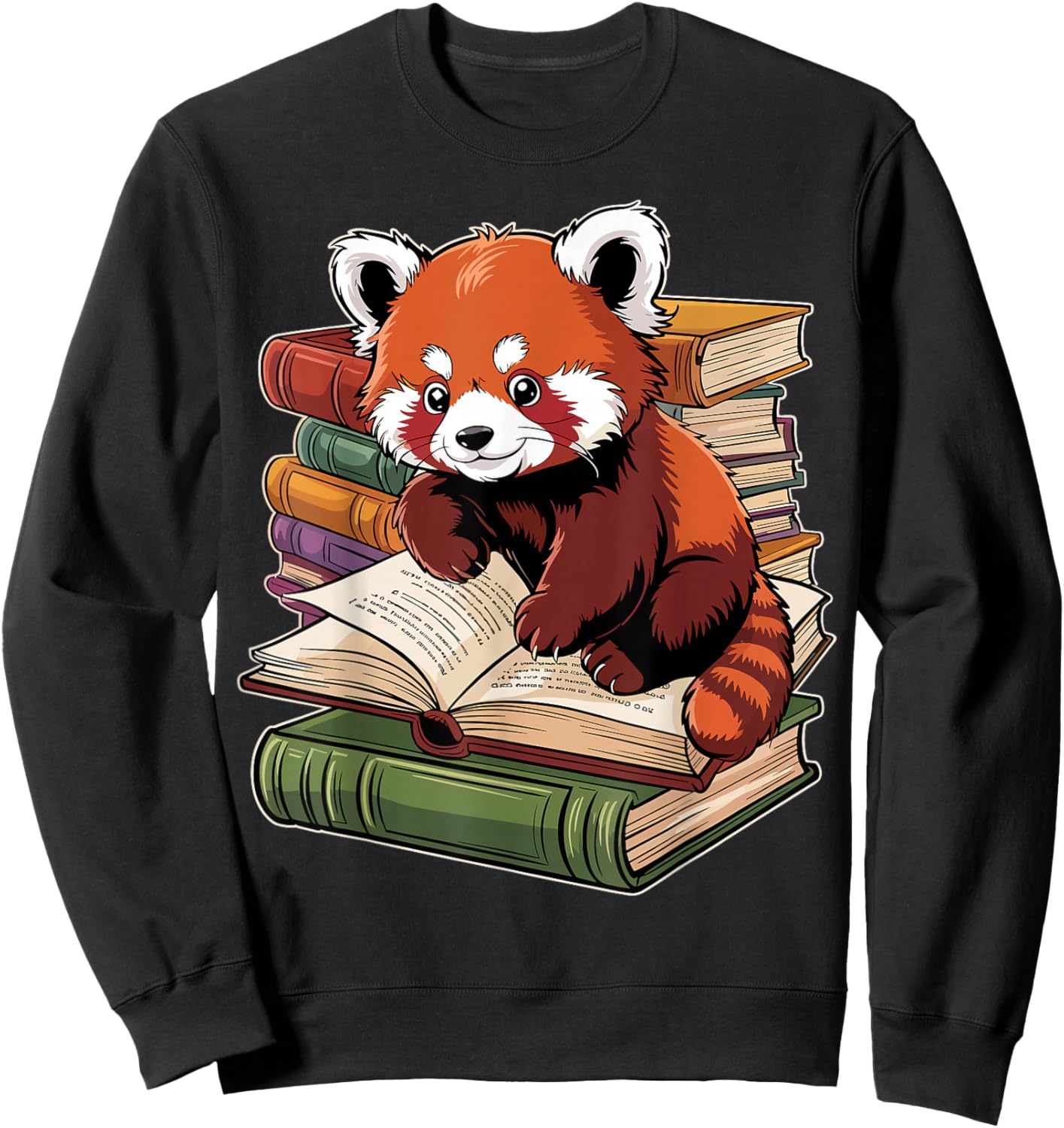 Red Panda Reading Book Animal Bookworm Sweatshirt - Sweatshirt | Black