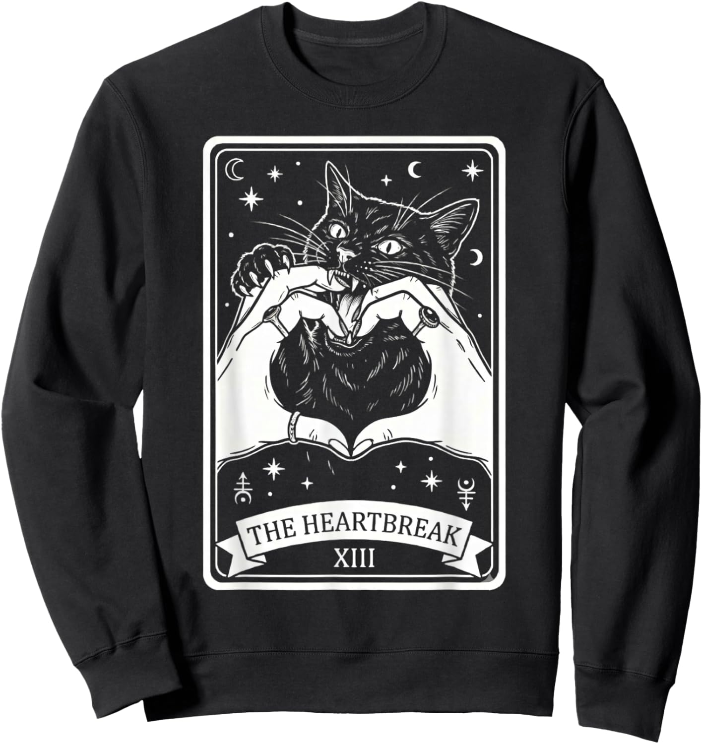 The Heartbreak Cat Gothic Tarot Card Art Goth Girl Women Sweatshirt - Sweatshirt | Black