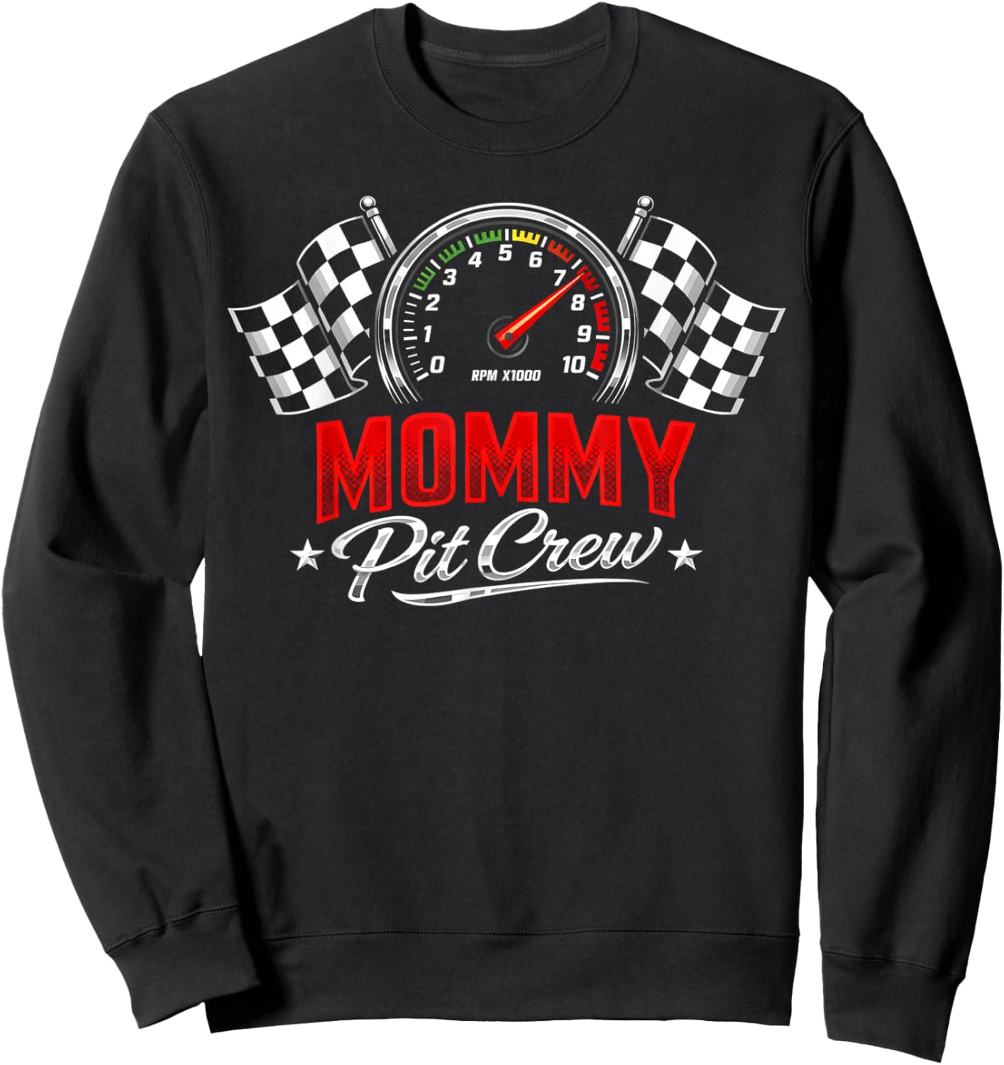 Race Car Racing Birthday Party Family Racing Mommy Pit Crew Sweatshirt - Sweatshirt | Black