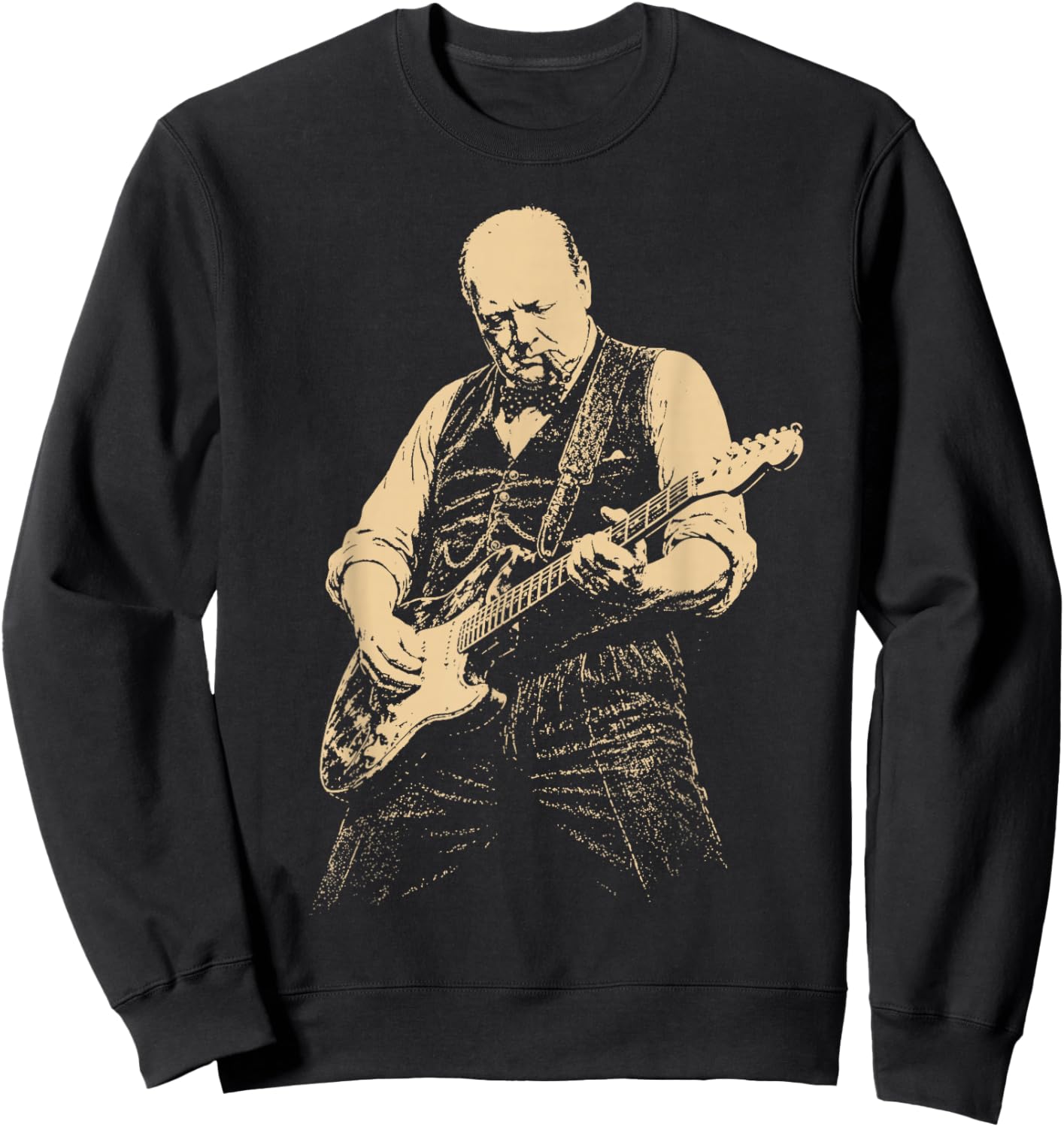 Winston Churchill Playing Guitar Vintage Sweatshirt - Sweatshirt | Black