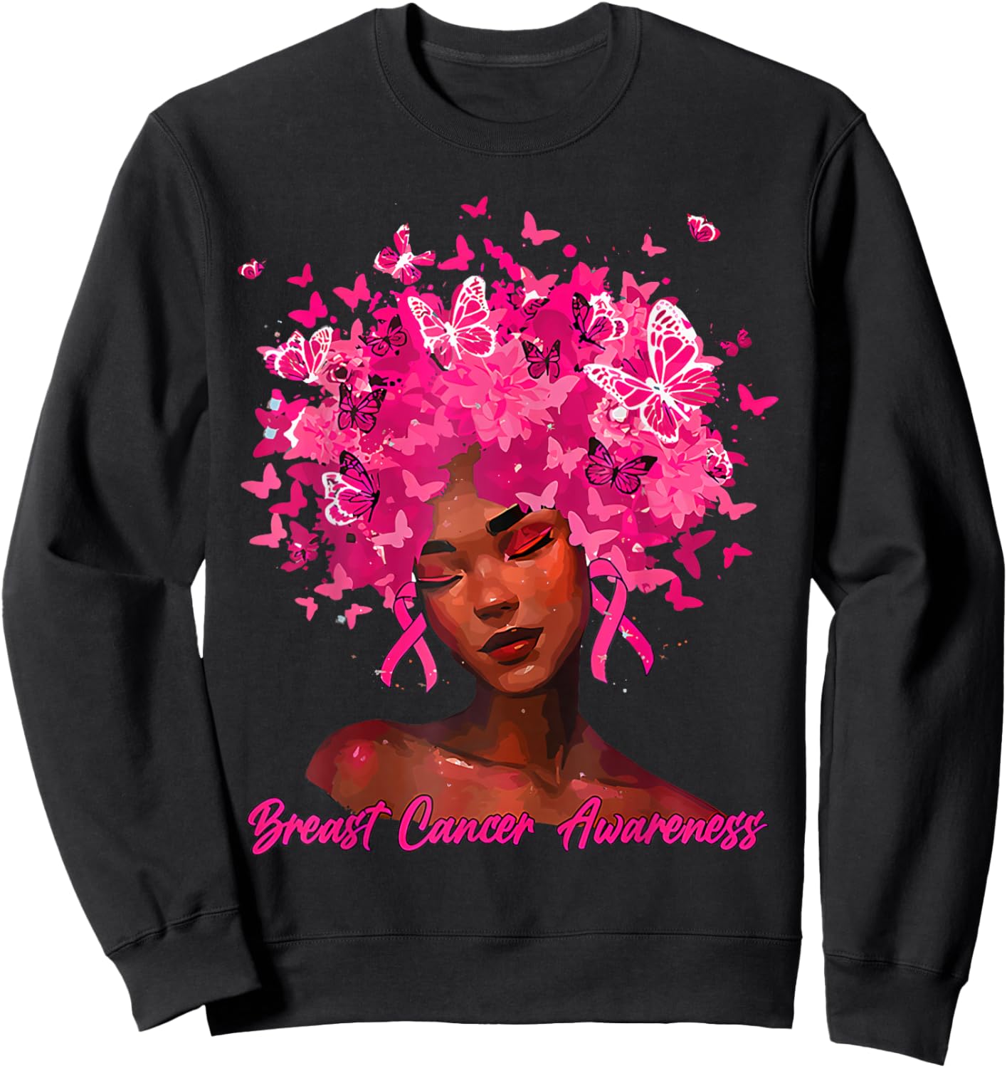 in October We Wear Pink Black Women Breast Cancer Awareness Sweatshirt - Sweatshirt | Black